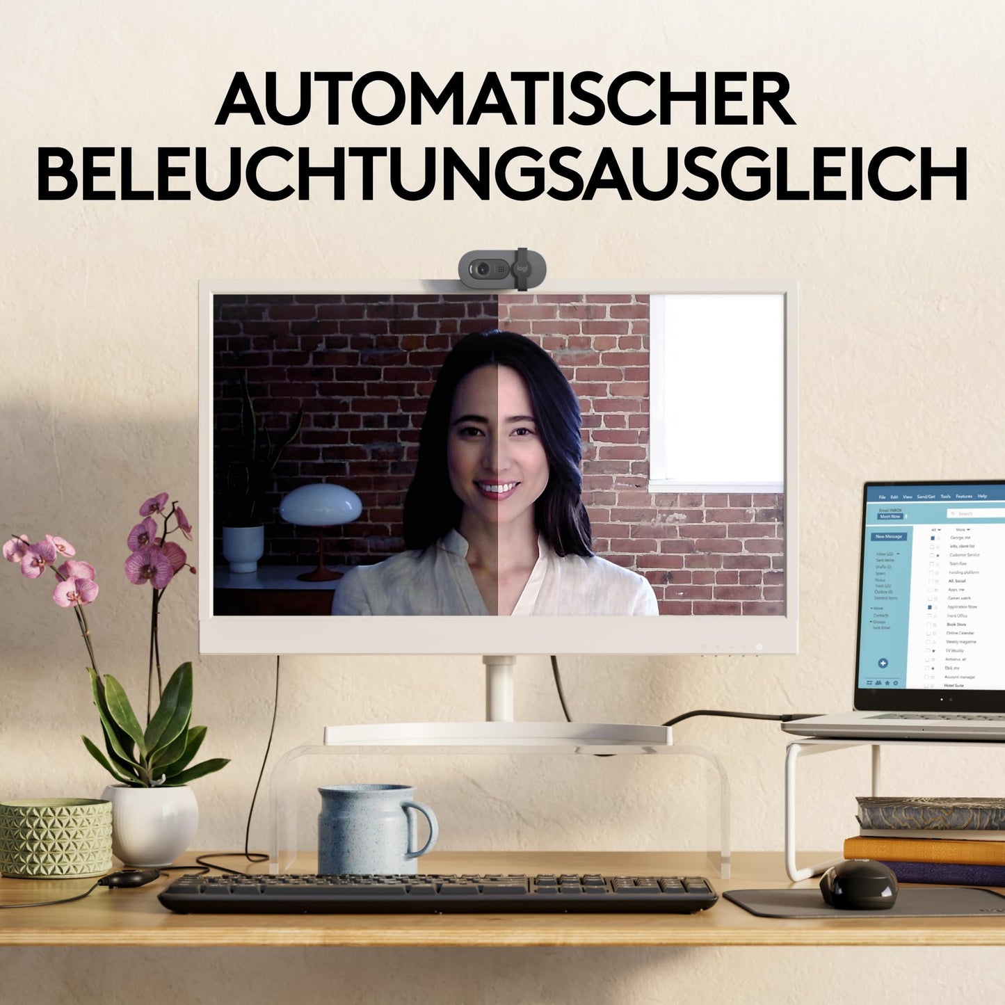 Logitech Brio 100 Full HD-Webcam für Meetings und Streaming  960-001585