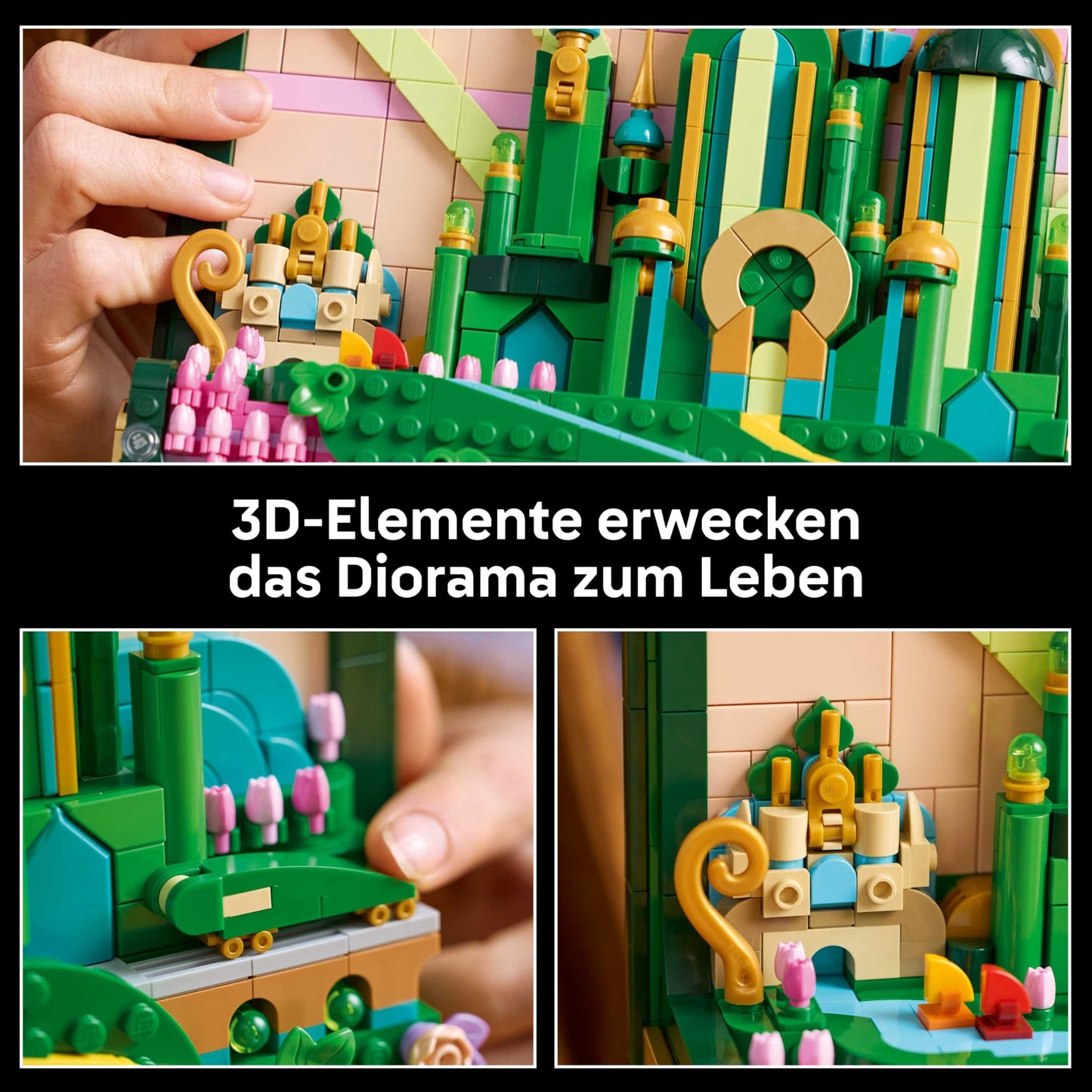 LEGO Wicked Emerald City wall art - 3D model for adults - model building with 6 minifigures including Dorothy and Toto dog figure - DIY decoration for the living room - gift for film fans - 75685