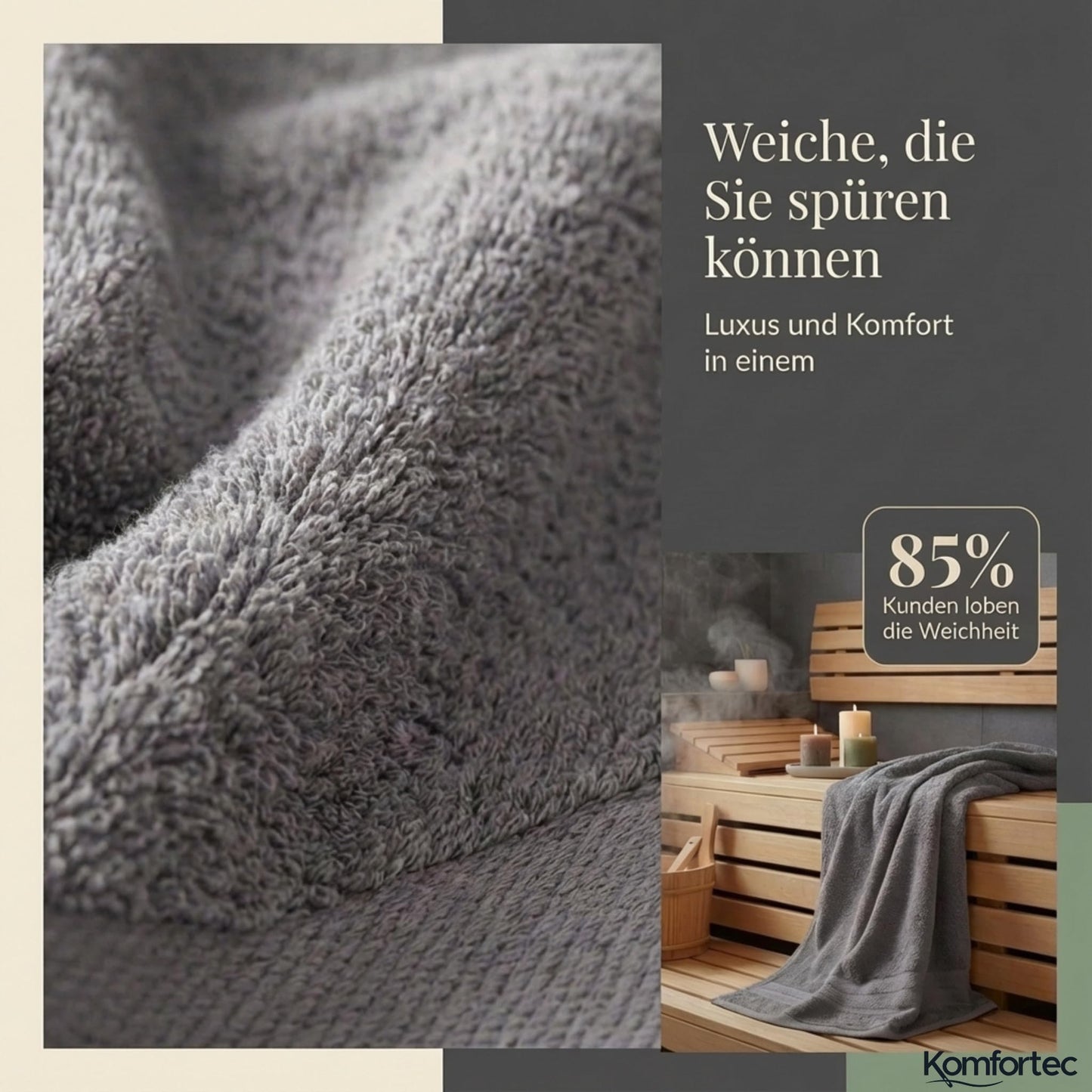 Komfortec set of 8 towels, 4 bath towels 70x140 cm & 4 hand towels 50x100 cm, 100% cotton terry cloth, fluffy and absorbent, anthracite gray - 4er-50x100-und-4er-70x140-anthrazit-amz