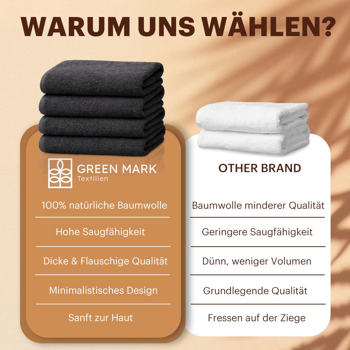 NatureMark 4-piece shower towel set - soft and absorbent shower towels made from 100% cotton, suitable for everyday use - black, 70x140cm - 4dt_400_schwarz