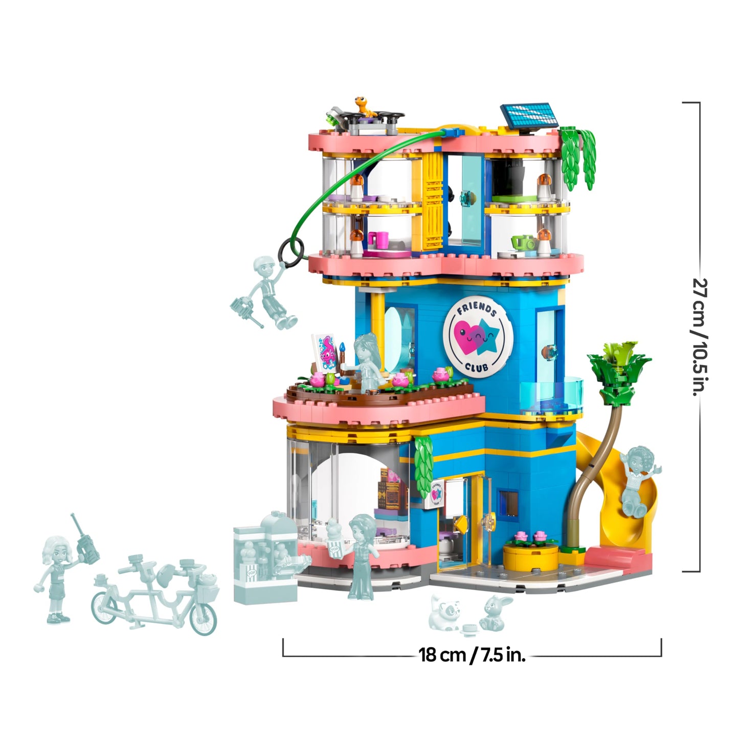 LEGO Friends Heartlake City Clubhouse of Friends - Miniature playset with 5 mini dolls, 3 animal figures including toy cat & accessories - Birthday gift for girls aged 8 and up - 42689