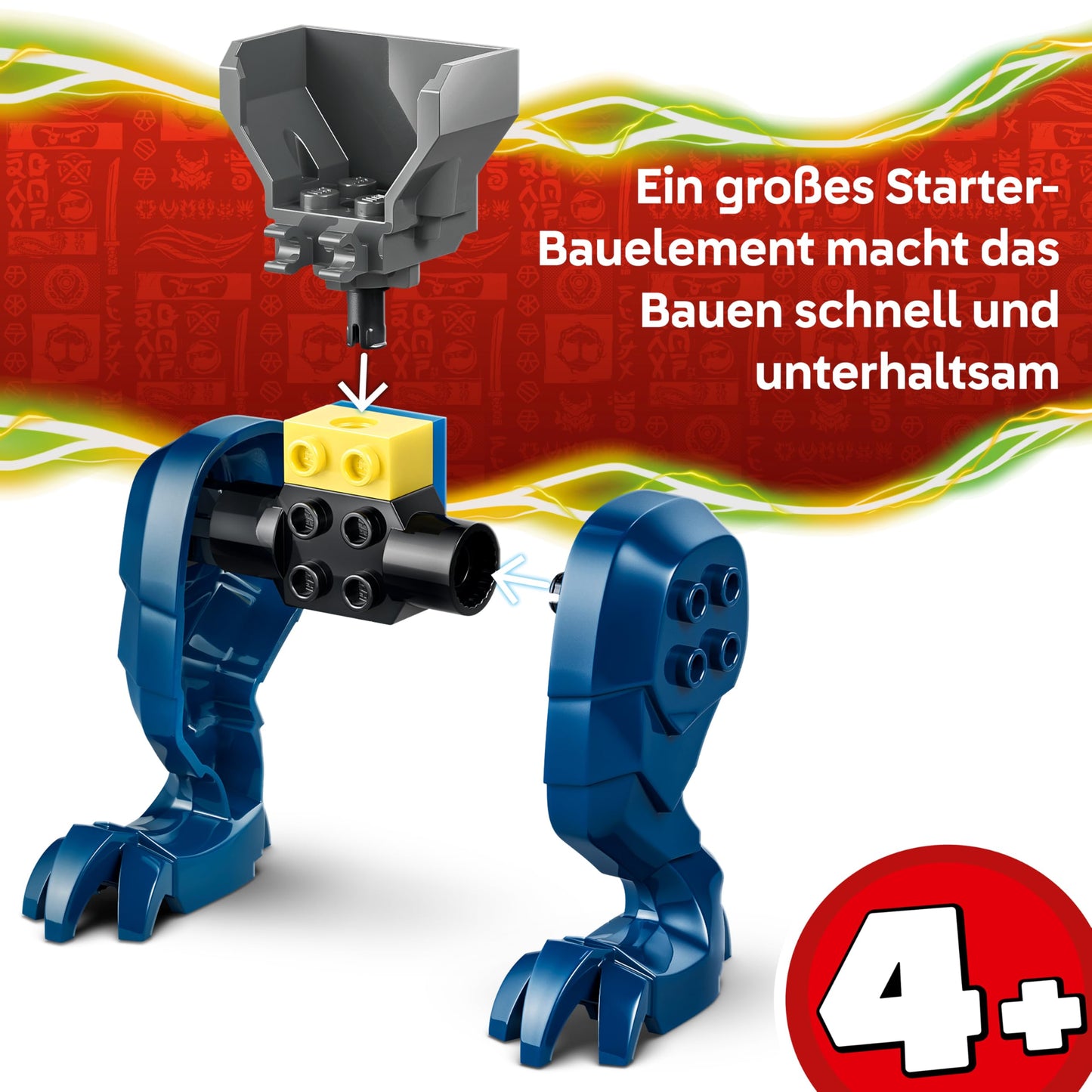 LEGO NINJAGO Duel with Jay's Dragon Mech - Ninja toy for boys and girls - model building with 2 action figures, 2 minifigures, katana and sword - gift for children aged 4 and over - 71853