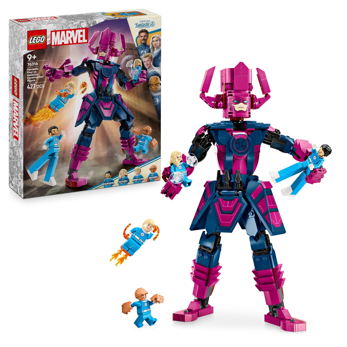 LEGO ǀ Marvel Fantastic Four vs. Galactus building figure - building set with superheroes - playset with The Thing, Invisible Woman and Human Torch - creative gift for boys and girls - 76316