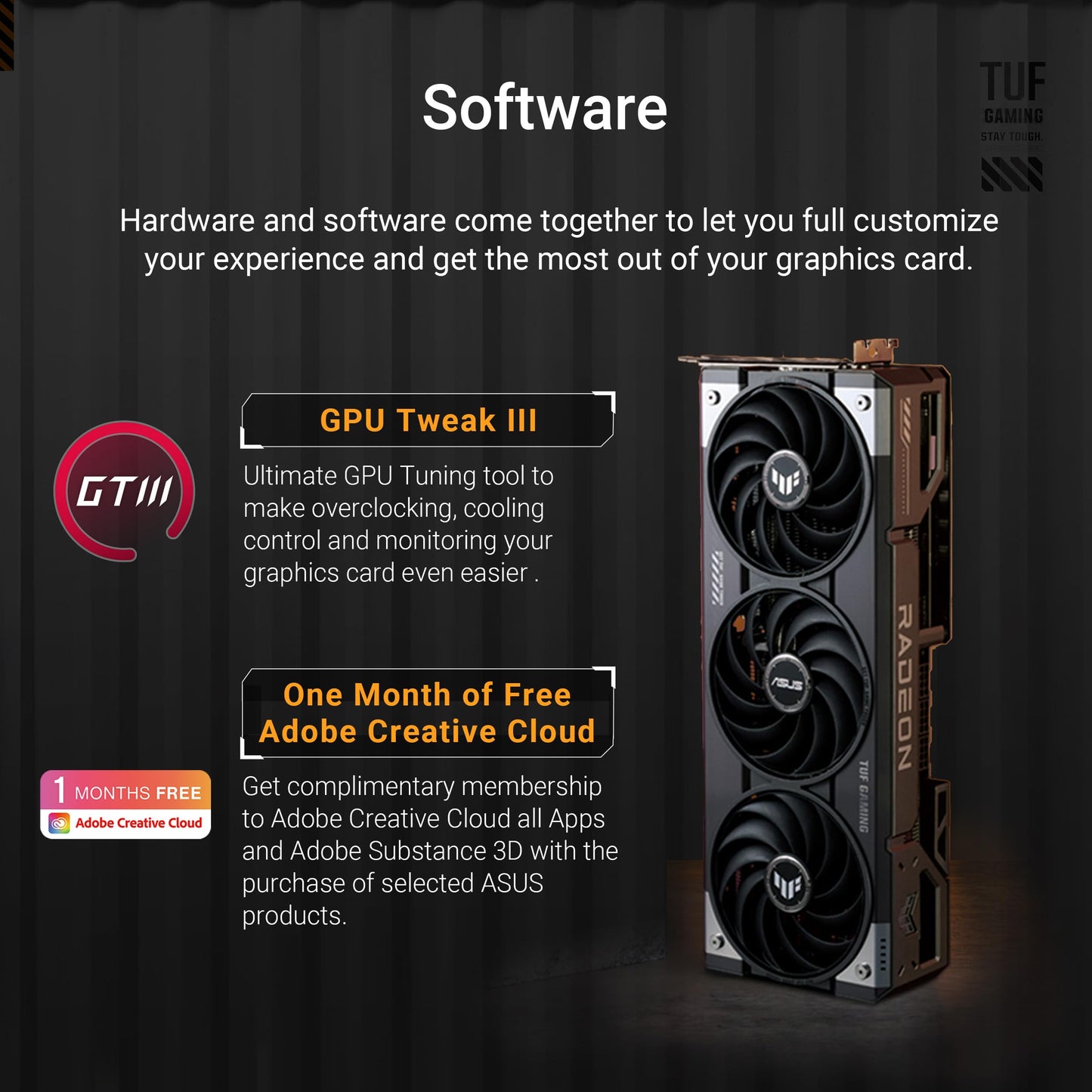 ASUS TUF Gaming Radeon RX 9070 OC Edition 16GB GDDR6 graphics card - TUF-RX9070-O16G-GAMING