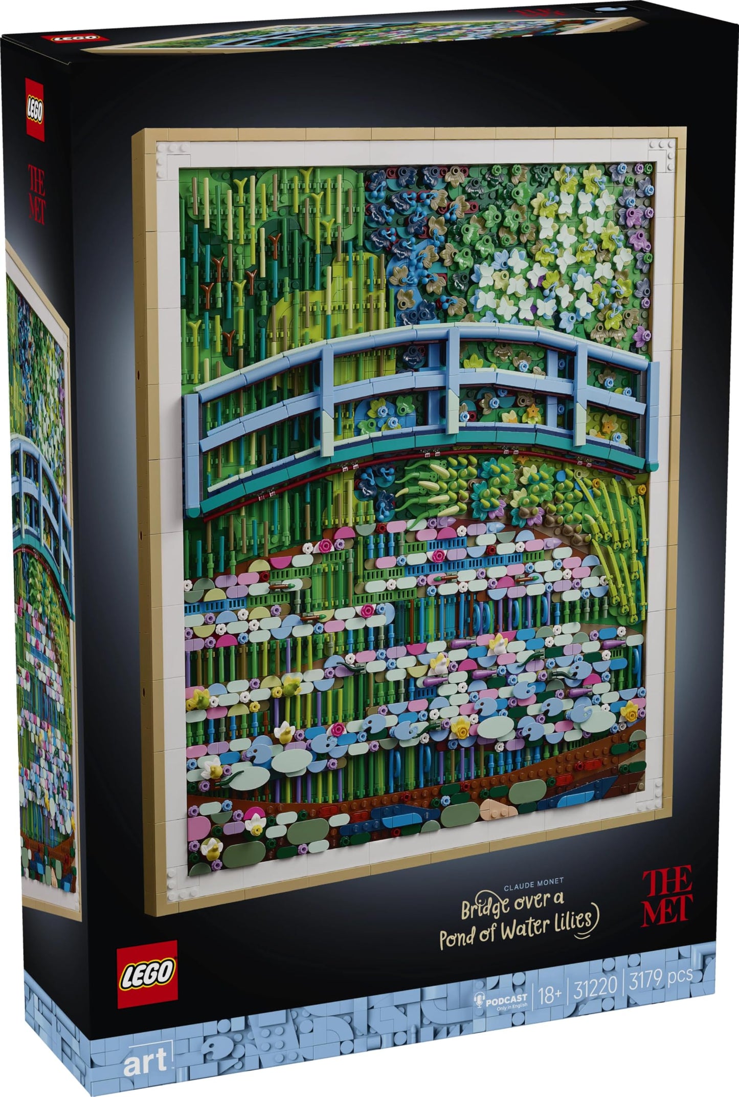 LEGO Art Claude Monet - The Bridge Over the Lily Pond - Hanging 3D Wall Art for Home Decoration - Impressionist Display Model for Adults - DIY Gift Idea - 31220