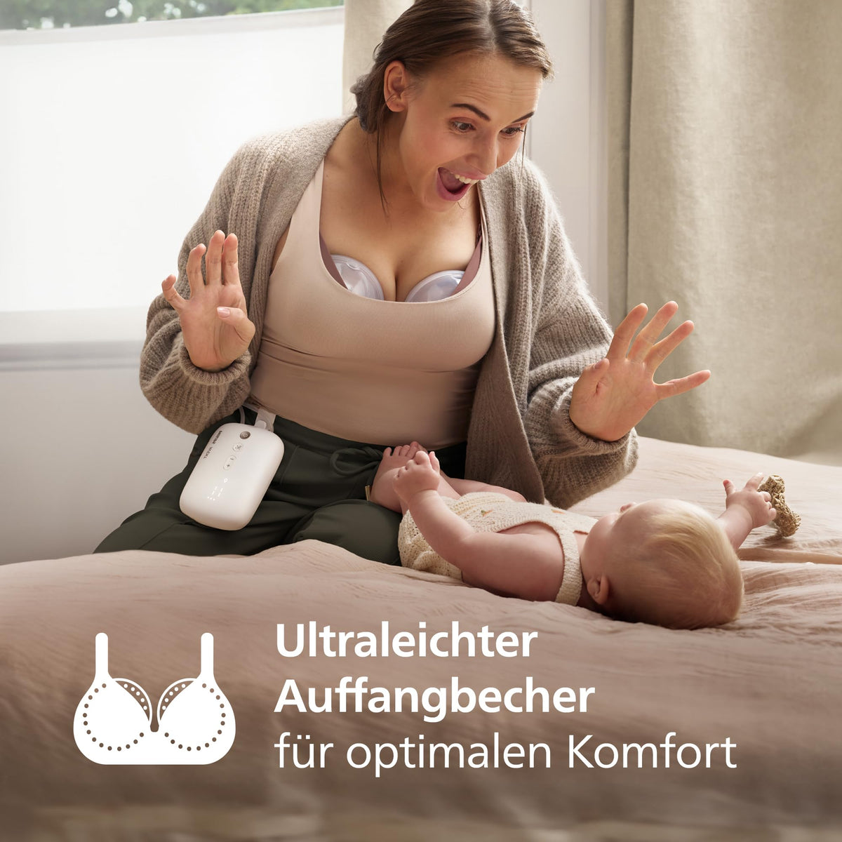 Philips AVENT hands-free double collection cups, ultra-lightweight and transparent collection cups for the electric breast pump, 4 breast shields (2 x 21 mm, 2 x 24 mm), 2 x 19 mm inserts, SCF439/01