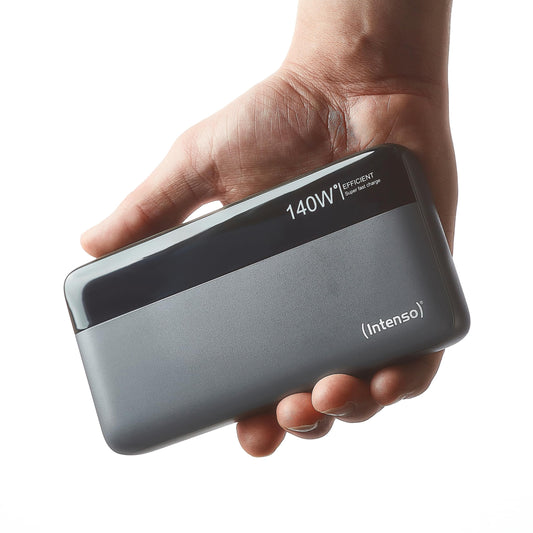 Intenso Powerbank HE25000 140W Power Delivery, 25000mAh external battery, fast charging for MacBook, iPhone, Samsung Galaxy, iPad - USB-C cable & transport bag included - 7350060