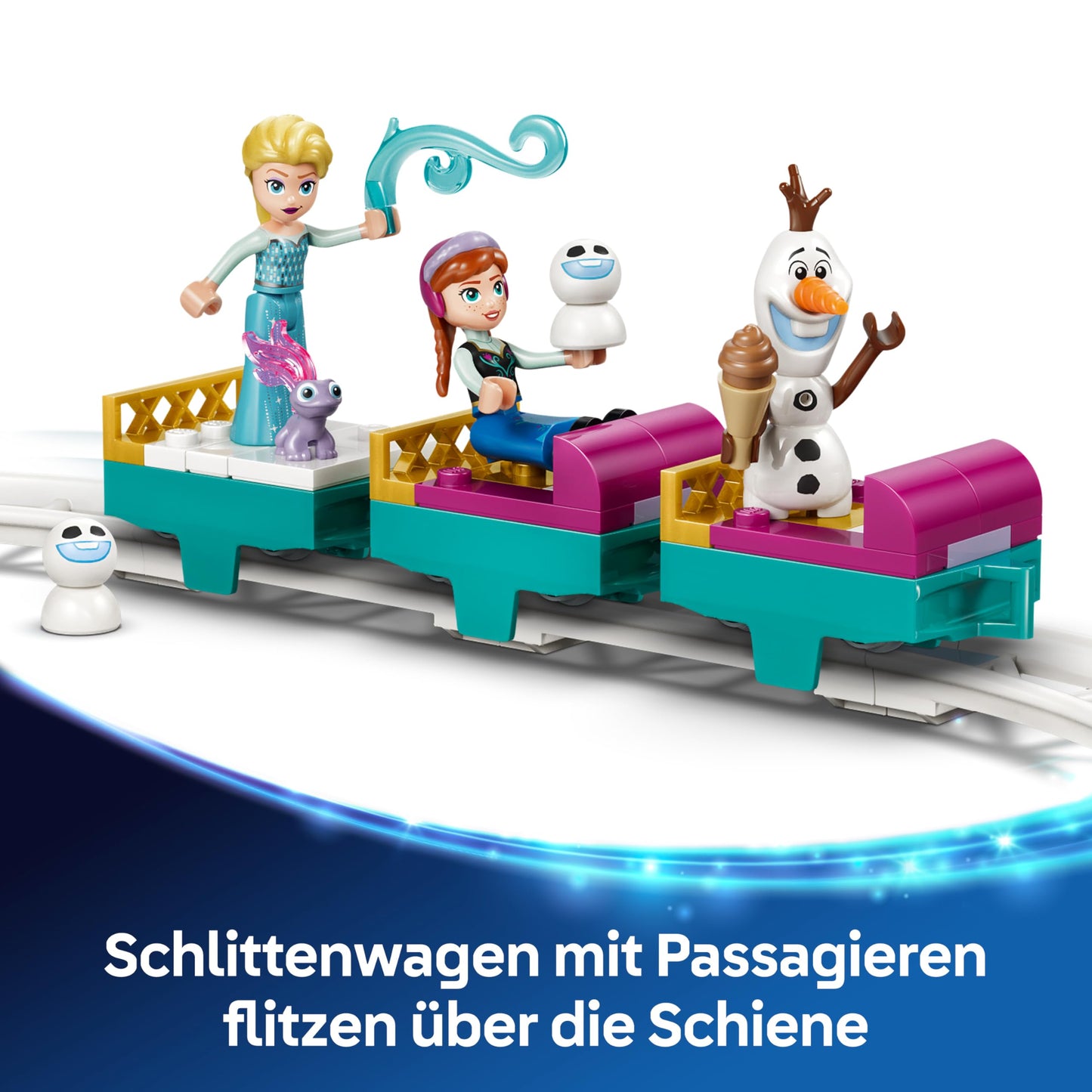 LEGO ǀ Disney Frozen Elsa's sleigh ride around the ice palace - toy including Anna and ELSA mini dolls, Olaf figure as well as railway tracks and snow wagon - gift for girls aged 4 and over - 43281