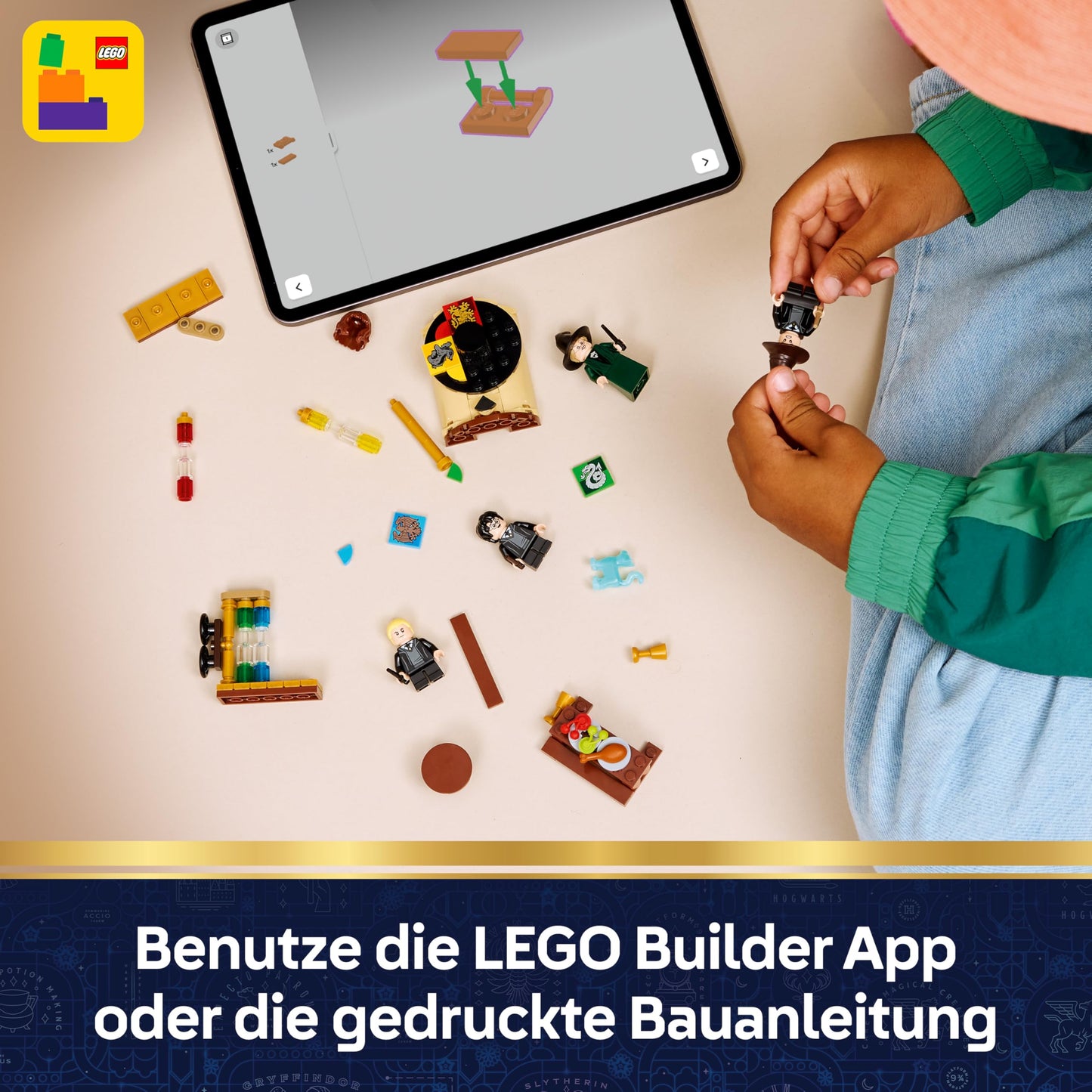 LEGO Harry Potter Hogwarts Castle: Sorting Hat Selection Ceremony - Patronus, Hermione and Draco Malfo minifigures with wands, spinning wheel - Gift for children aged 7 and up - 76460
