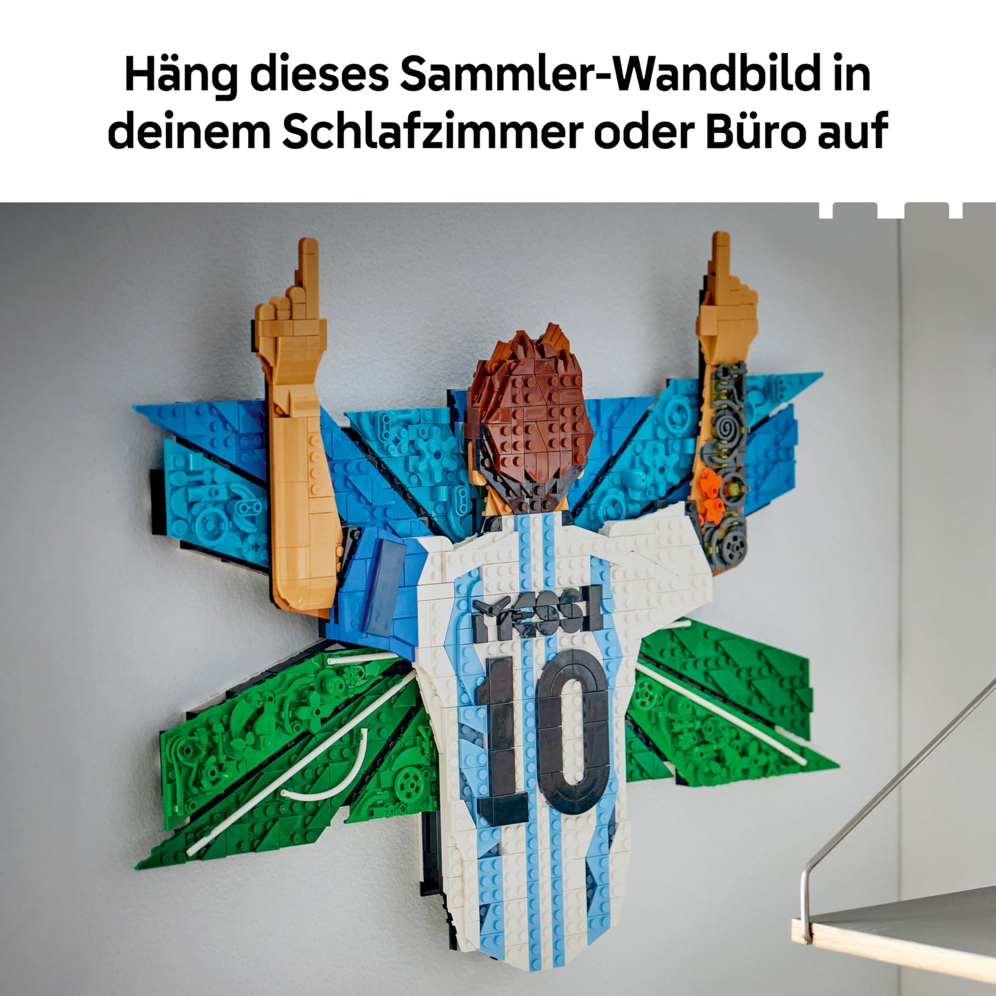 LEGO Editions Lionel Messi - goal celebration - 3D DIY wall picture set - DIY decoration for children - football gift for teenagers aged 14 and over, girls, boys and adult sports fans - 43018