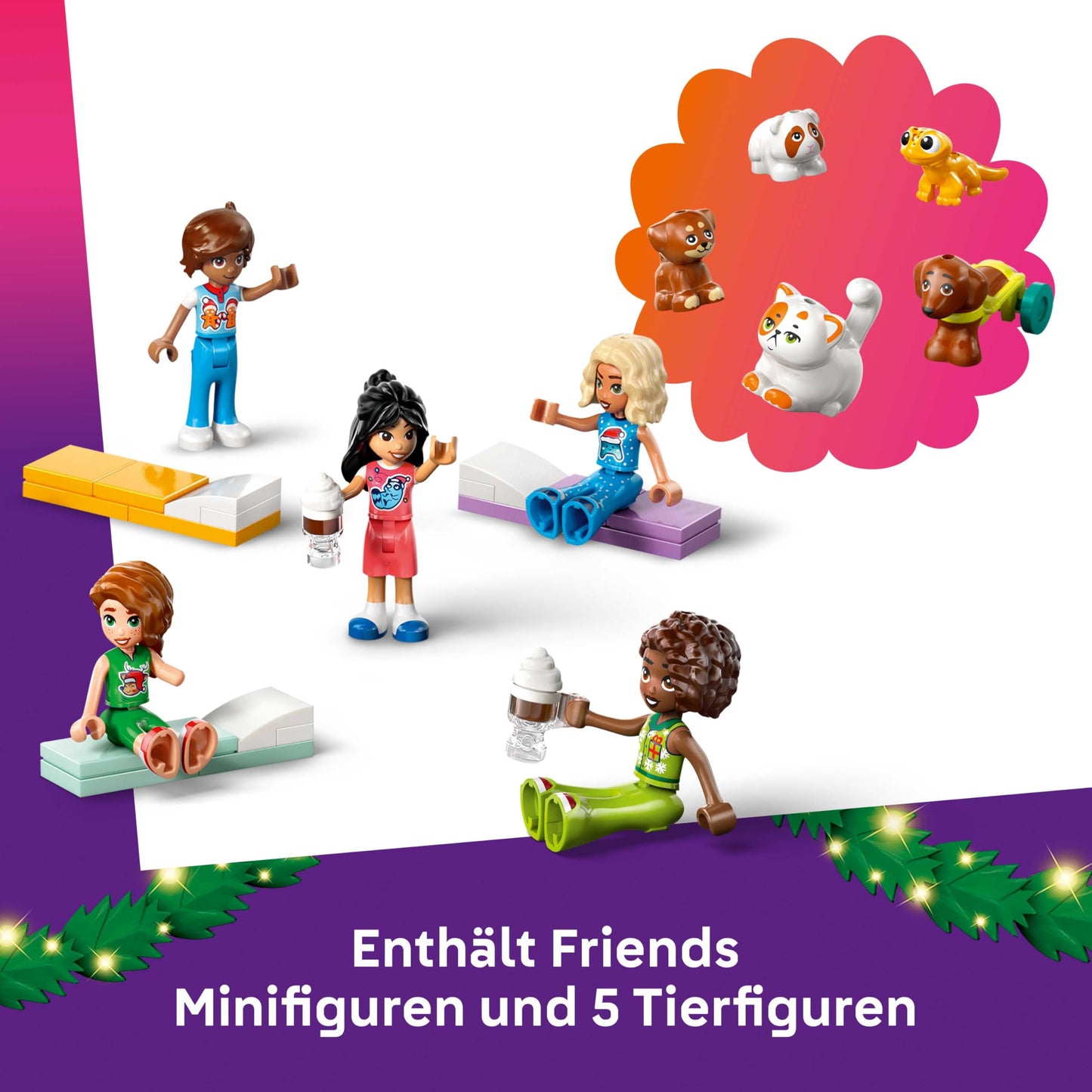 LEGO Friends Advent Calendar 2025 - Christmas toy with 24 surprises including 5 minifigures, 5 animal figures and lots of accessories - children's gift for girls and boys aged 6 and over - 42668