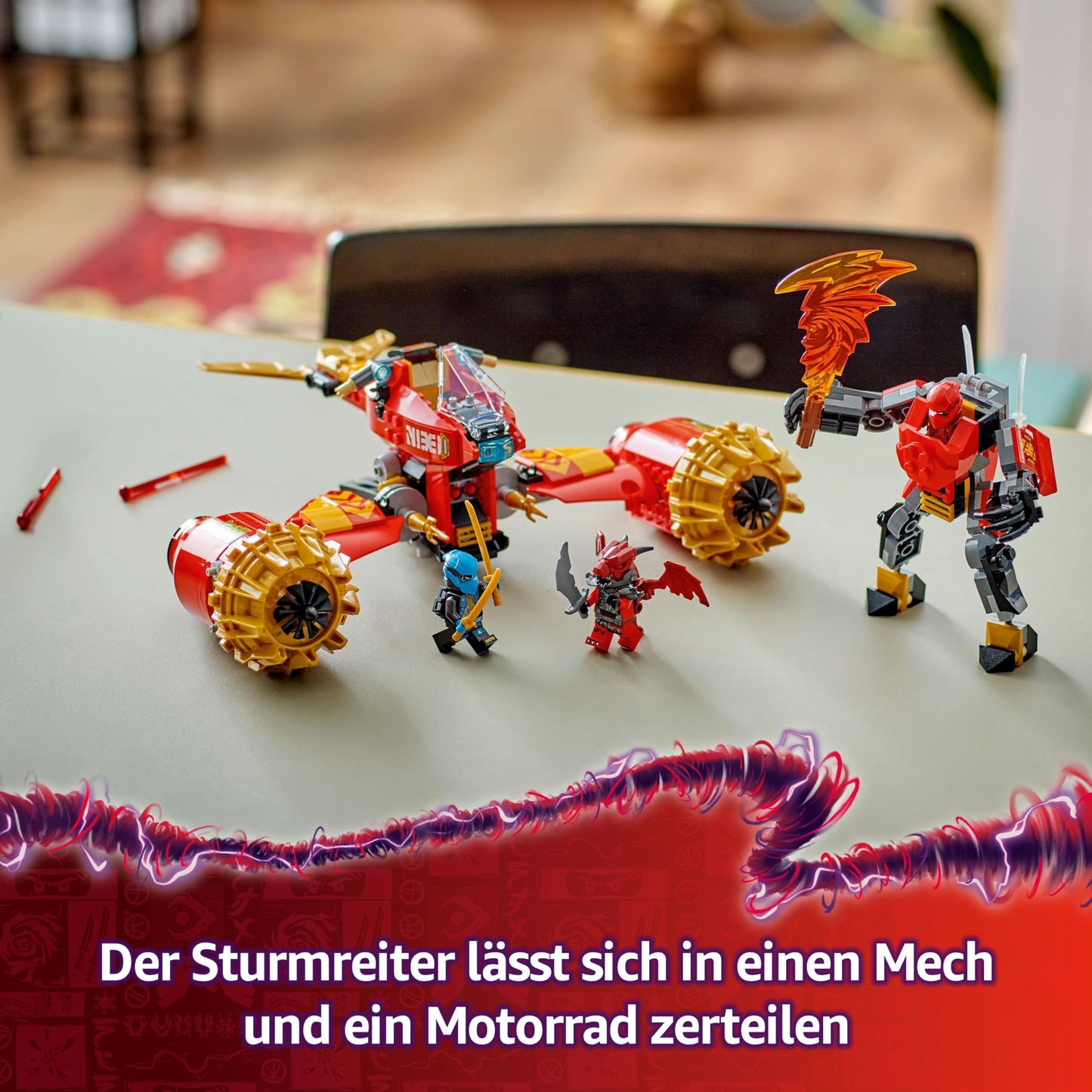 LEGO NINJAGO Kai's Storm Rider Mech - Flying Motorcycle Toy with 3 Minifigures - Mech with Movable Head, Arms and Legs - Building Toy - Gift for Boys & Girls from 7 Years 71830