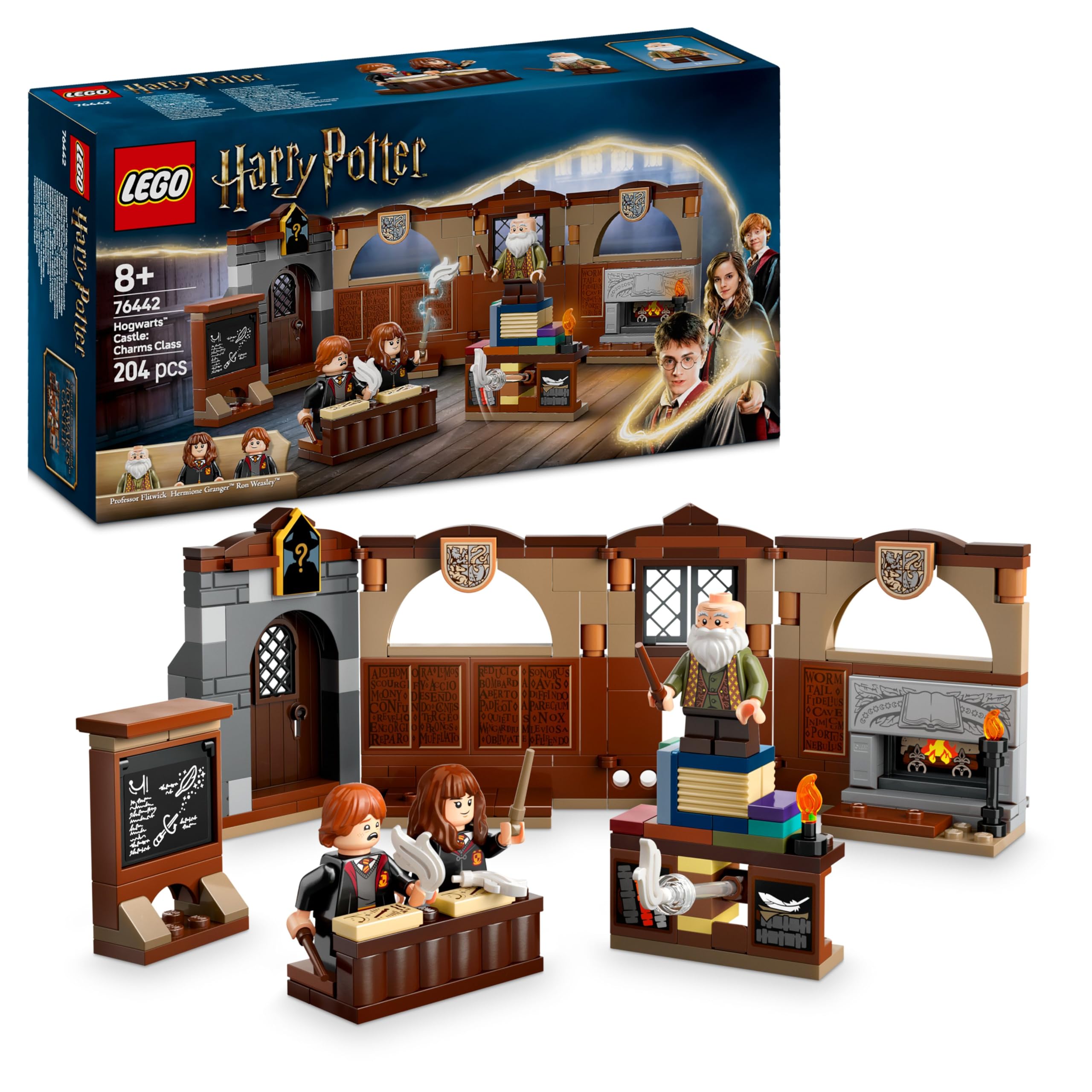 LEGO Harry Potter Hogwarts Castle: Magic Lessons, set with 3 minifigures, including Hermione Granger & Ron Weasley, Wingardium Leviosa function, toy for girls & boys aged 8 and up 76442