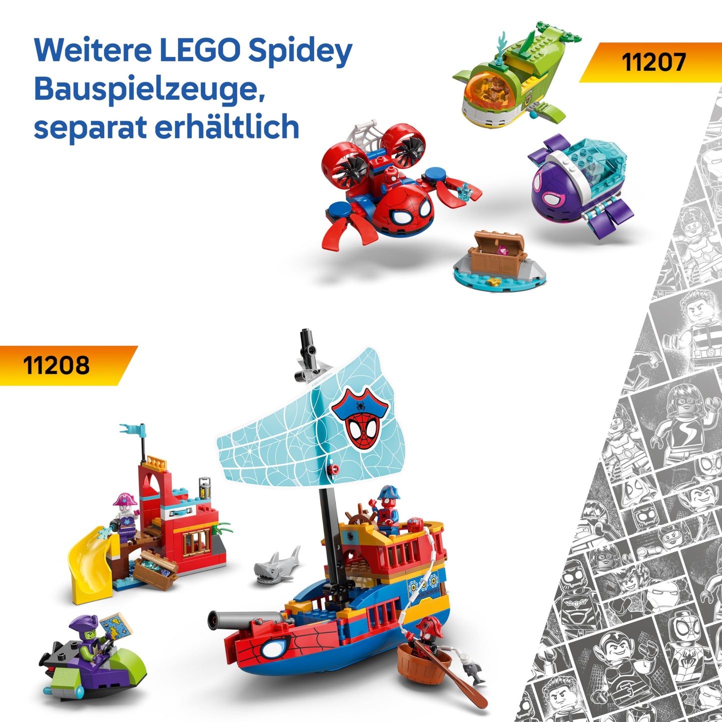 LEGO ǀ Marvel Spidey and his super friends Spidey on motorcycle vs. Rhino - superhero toy with motorcycle and 2 minifigures - gift for boys aged 4 and up and fans of the series - 11206