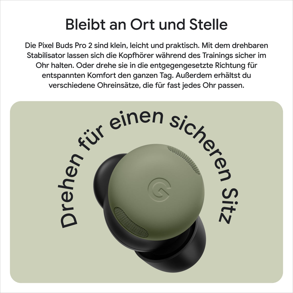 Google Pixel Buds Pro 2 - Căști fără fir cu anulare activă a zgomotului - Căști Bluetooth - Olive - GA12449-EU