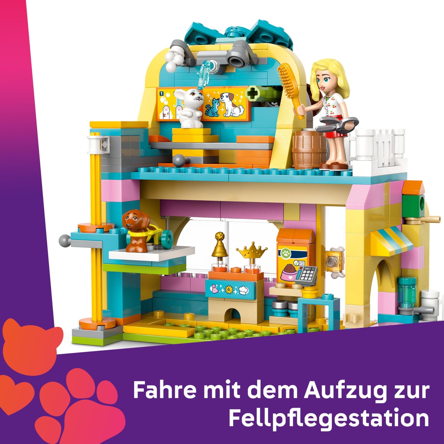 LEGO Friends Pet Accessories Shop - with dog, cat and rabbit animal figures, 3 minifigures and lots of pet care accessories - gift for girls and boys aged 6 and up - 42650