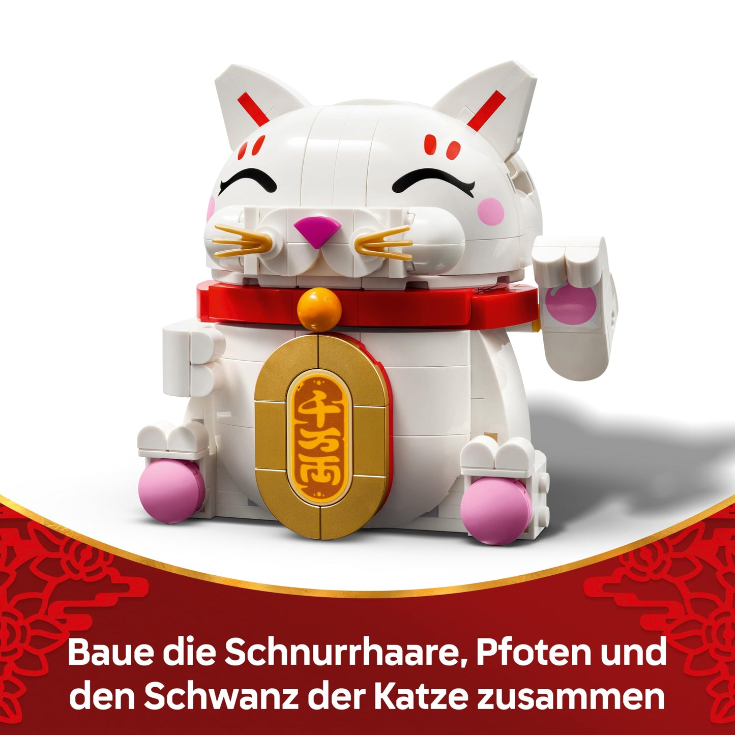 LEGO lucky cat - building set for adults - model building with animal figure with waving paw and gold coin - cat figure for building - DIY decoration set - creative gift for children and adults - 40813
