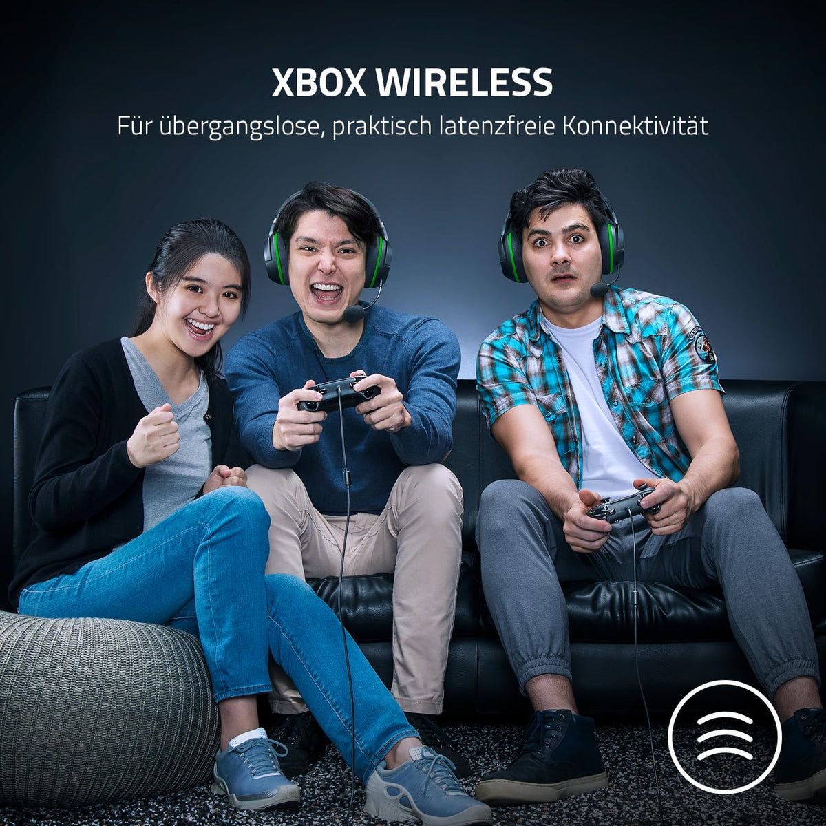Razer Kaira - Căști de gaming fără fir pentru Xbox Series X/S + Xbox One + PC (Headset wireless, driver de 50 mm, microfon cardioid, Xbox Wireless) Negru-Verde