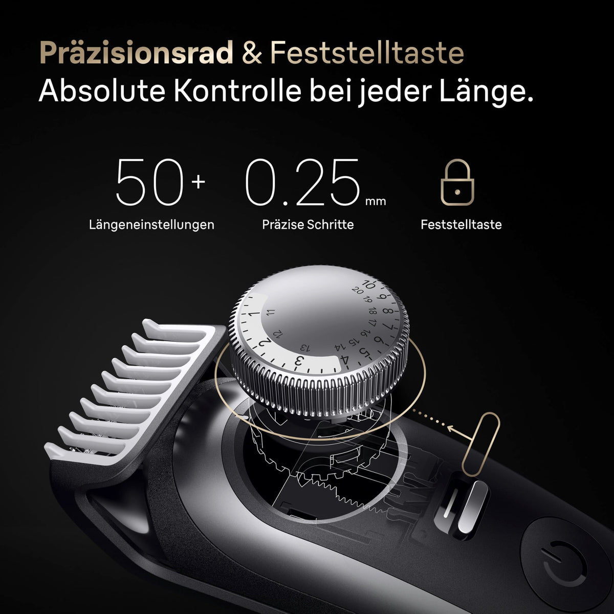 Braun Tunsor de barbă Series 9, Tunsor de barbă fără fir pentru bărbați, BT9520, Crom