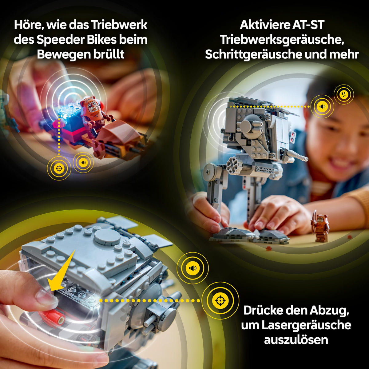 LEGO Star Wars SMART Play Bundle: Throne Room Duel & A-Wing All-In-One Set 75427 & AT-ST Attack on Endor Compatible Set 75424 - Interactive Toys - Gifts for 9+ Year Old Boys & Girls - 75423