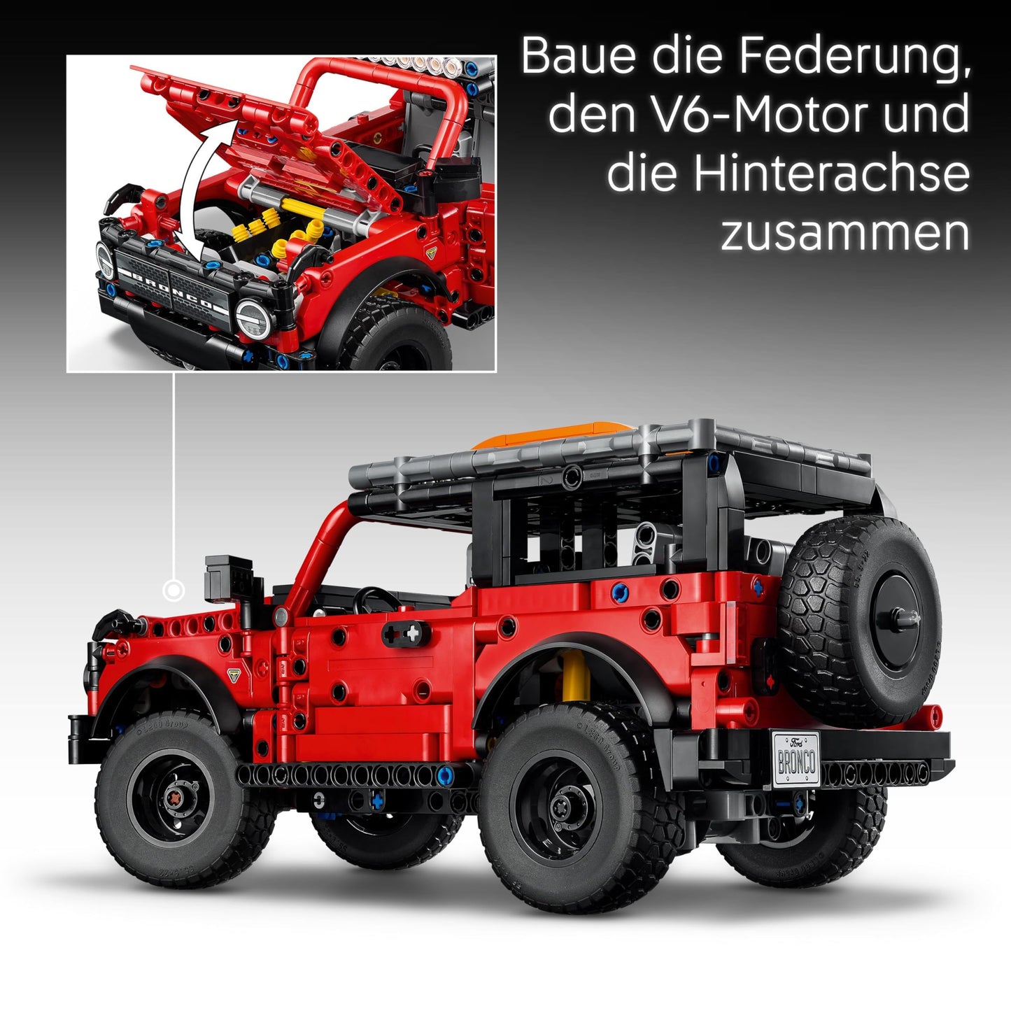 LEGO Technic Ford Bronco SUV off-road vehicle - model car with opening doors, V6 engine, suspension and steering - collector's model and gift for boys aged 9 and up - 42213