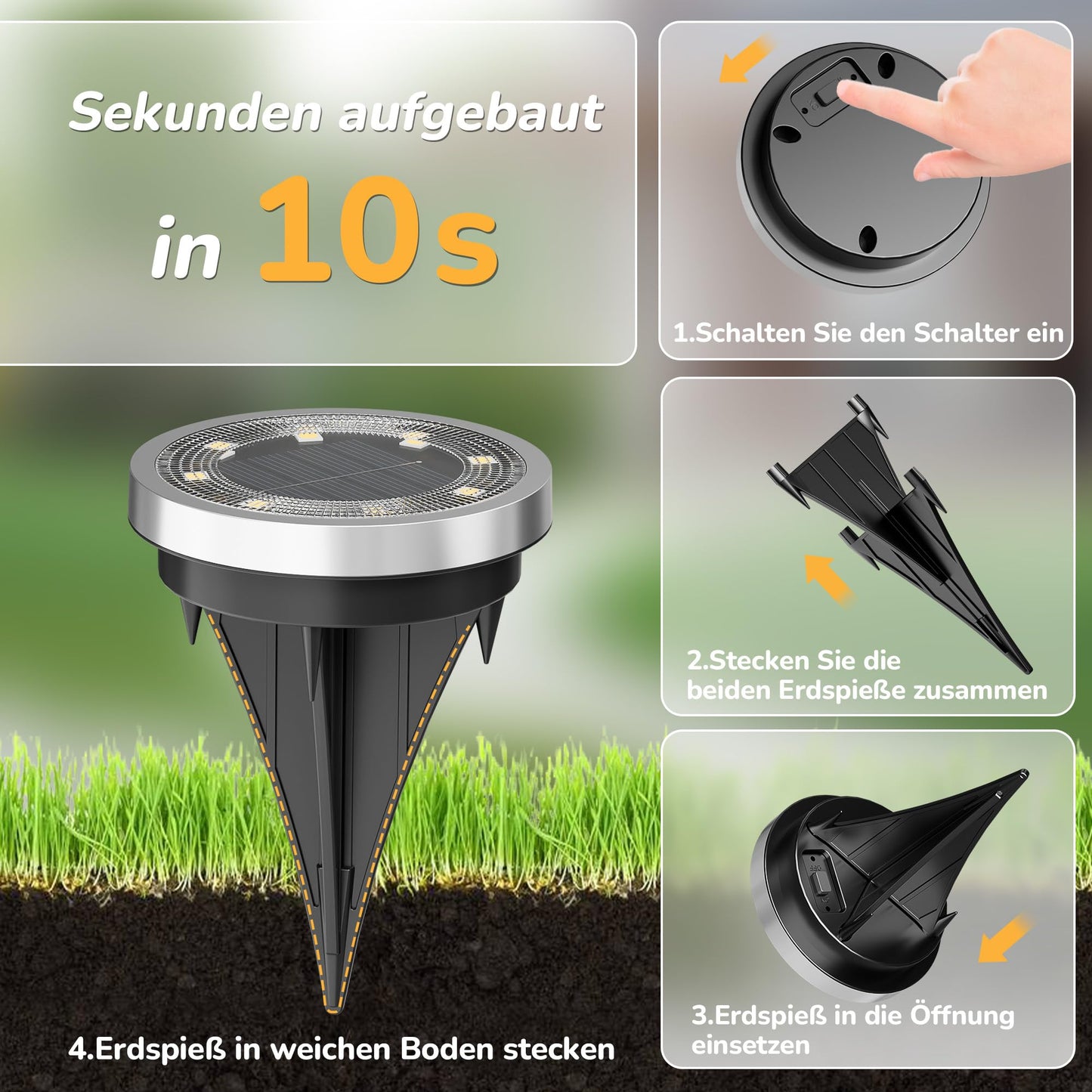 FLOWood solar floor lights outdoor, IP65 waterproof, warm white, 16 pieces - MNDMD