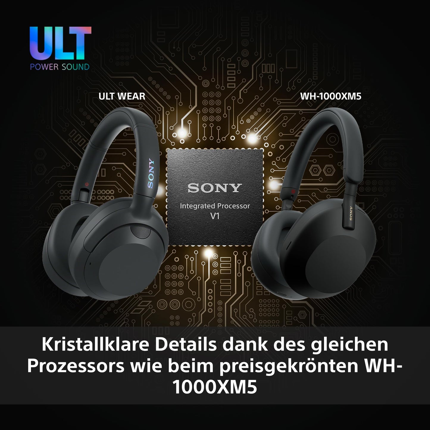 Sony ULT WEAR - Wireless headphones with noise canceling, ULT power sound, ultimate deep bass, same processor as WH-1000XM5, clear calls, 30 hours of battery life, iOS and Android - Black - WHULT900NB.CE7