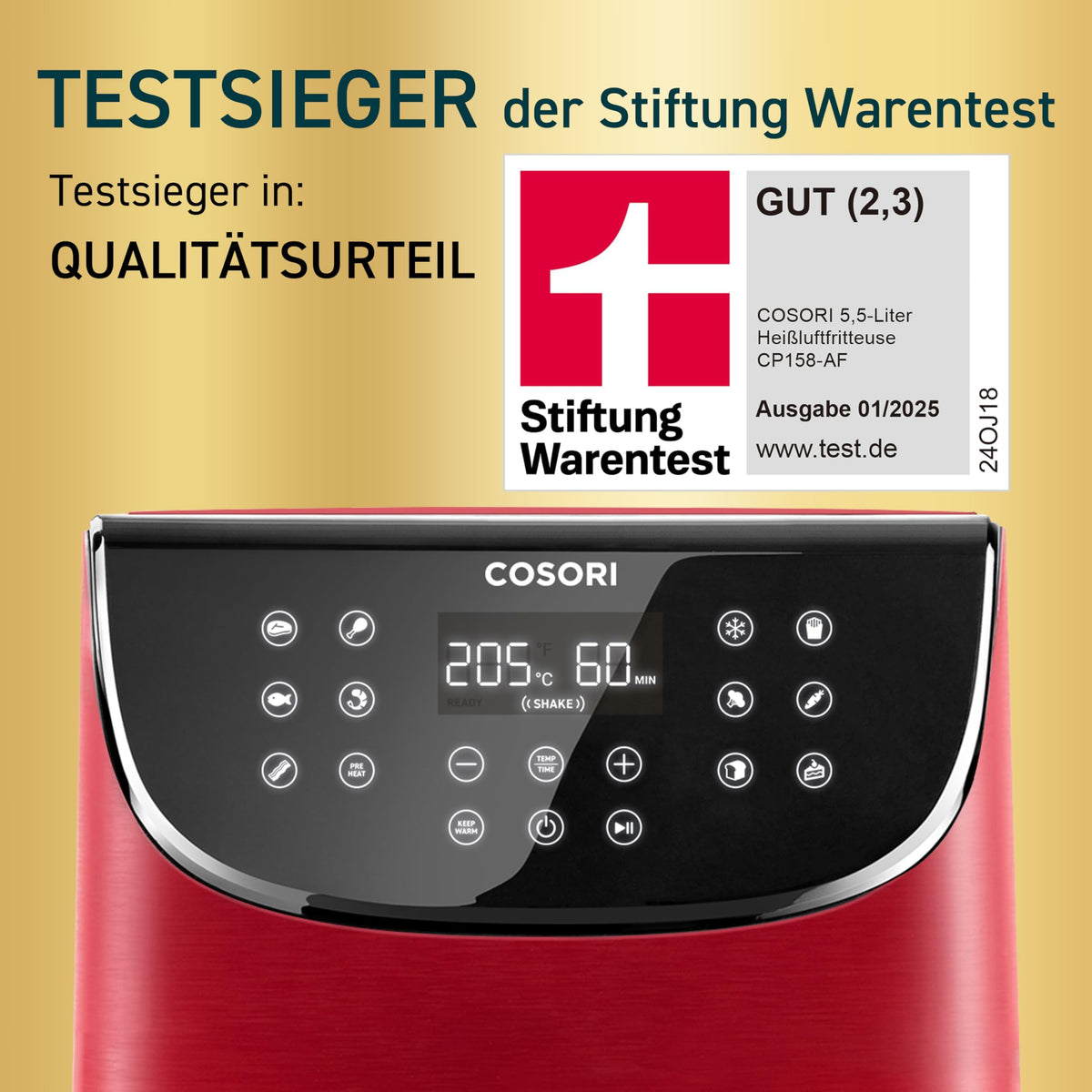 Cosori Airfryer, mit Shake-Reminder, 11-in-1 5,5L Heißluftfritteuse - CP158-AF