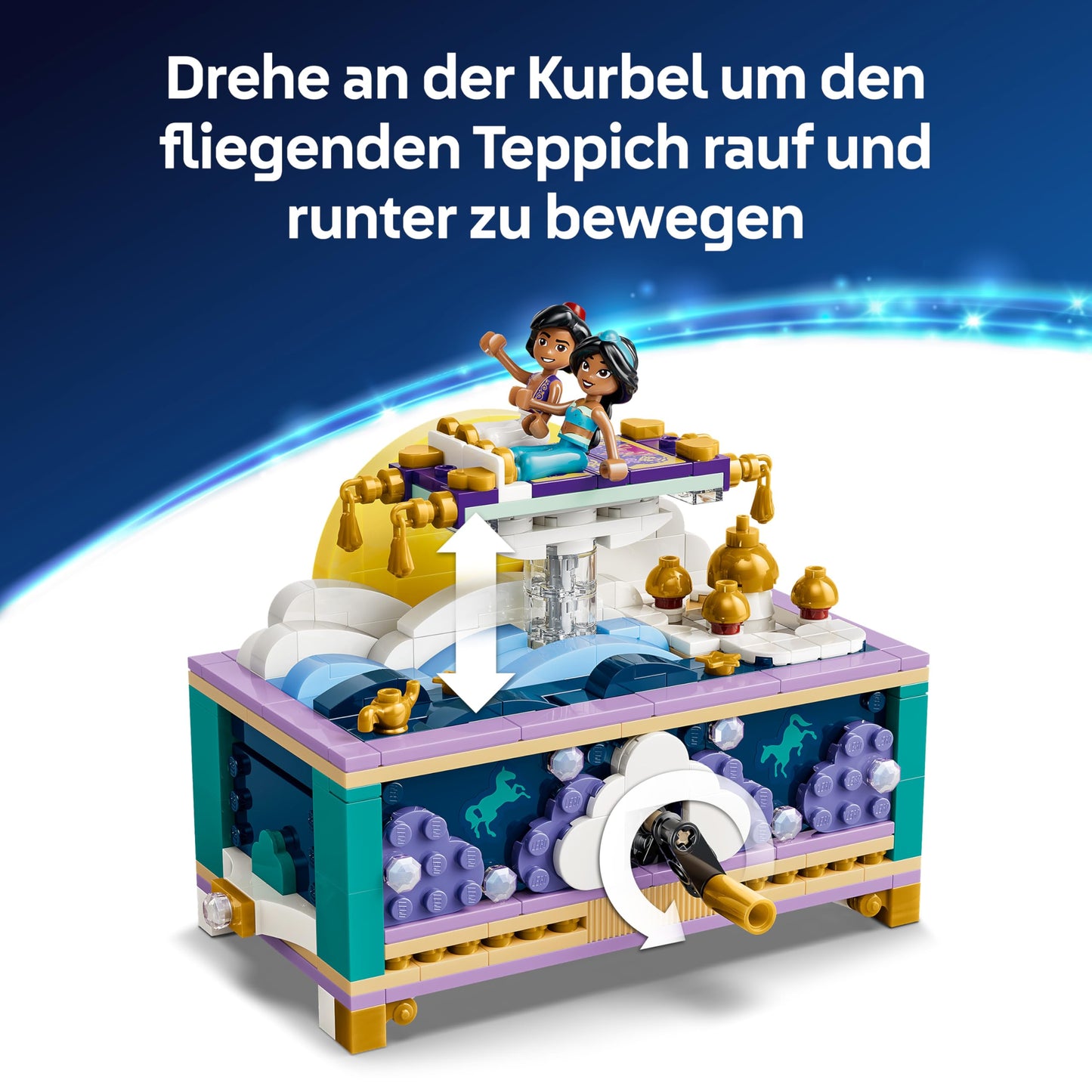 LEGO ǀ Disney Princess Jasmin's jewelry box - Aladdin set with 2 mini dolls, 2 rings and djinn lamp - room decoration - gift for girls aged 6 and over and fans - 43295