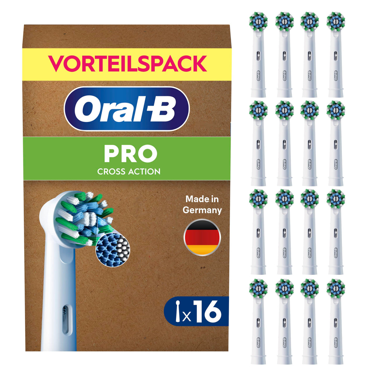 Oral-B Replacement Brushes PRO CrossAction, White, 16 Pieces - 8006530036320