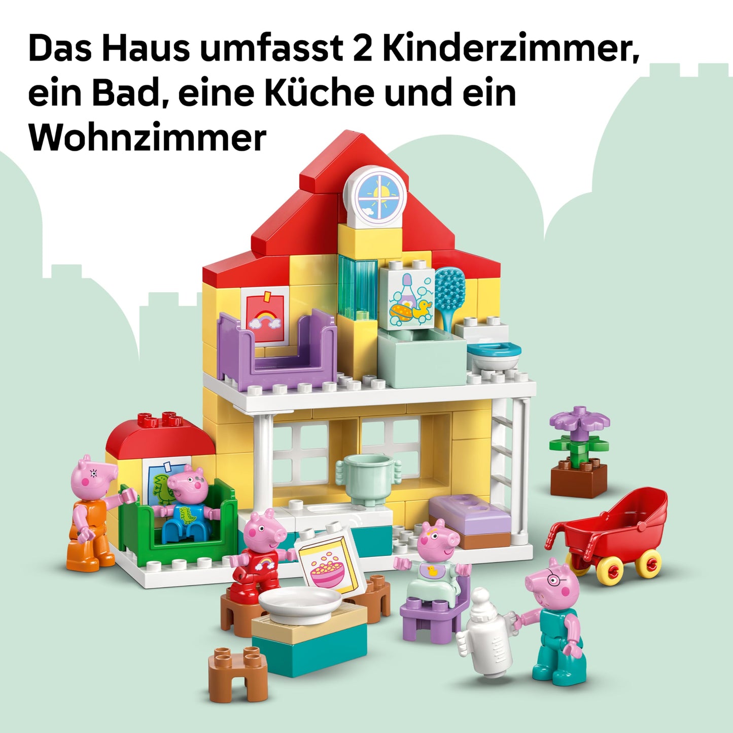LEGO DUPLO Peppa Pig family house - educational toy to promote motor skills - Montessori toy with 5 figures & dollhouse accessories - gift for girls and boys aged 2 and over - 10467