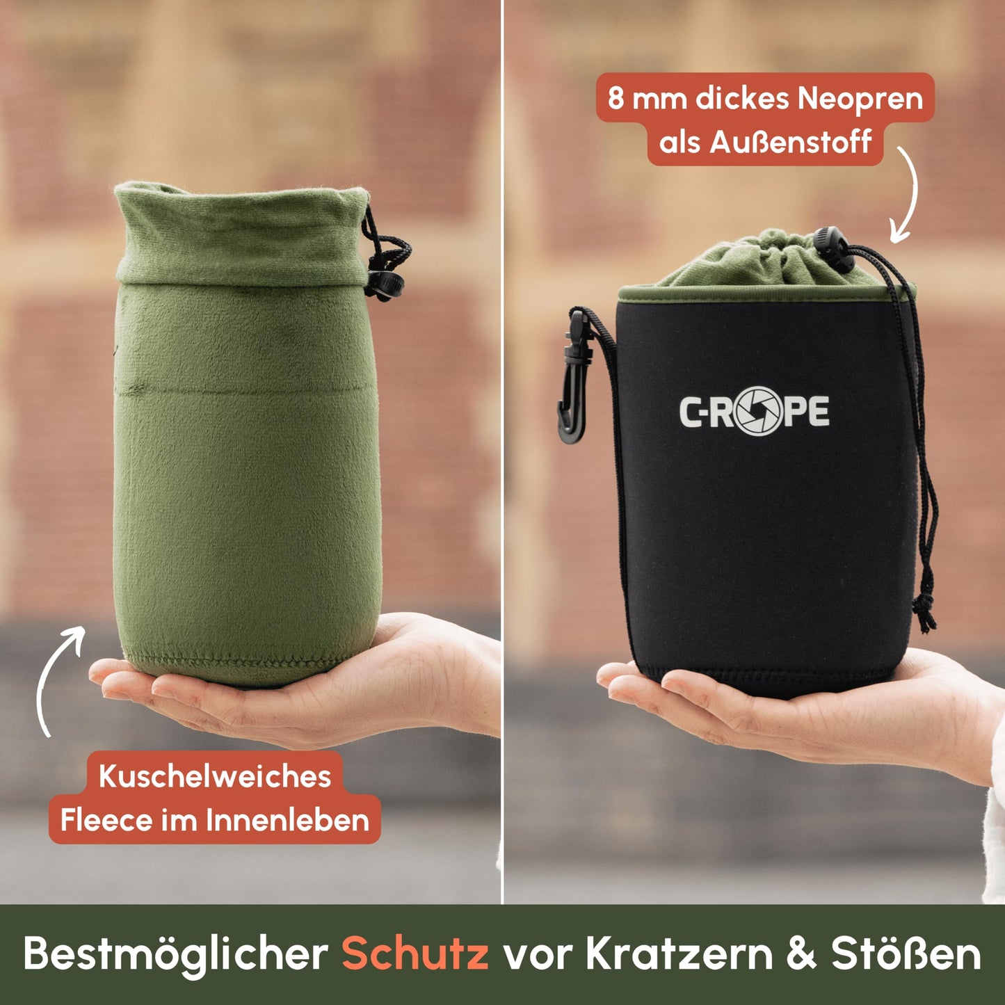 C-Rope Neoprene Lens Bag with Fleece Lining, Lens Case for Lenses and Camera Accessories, Size XL - CRP-LNB-XL-BLK-2