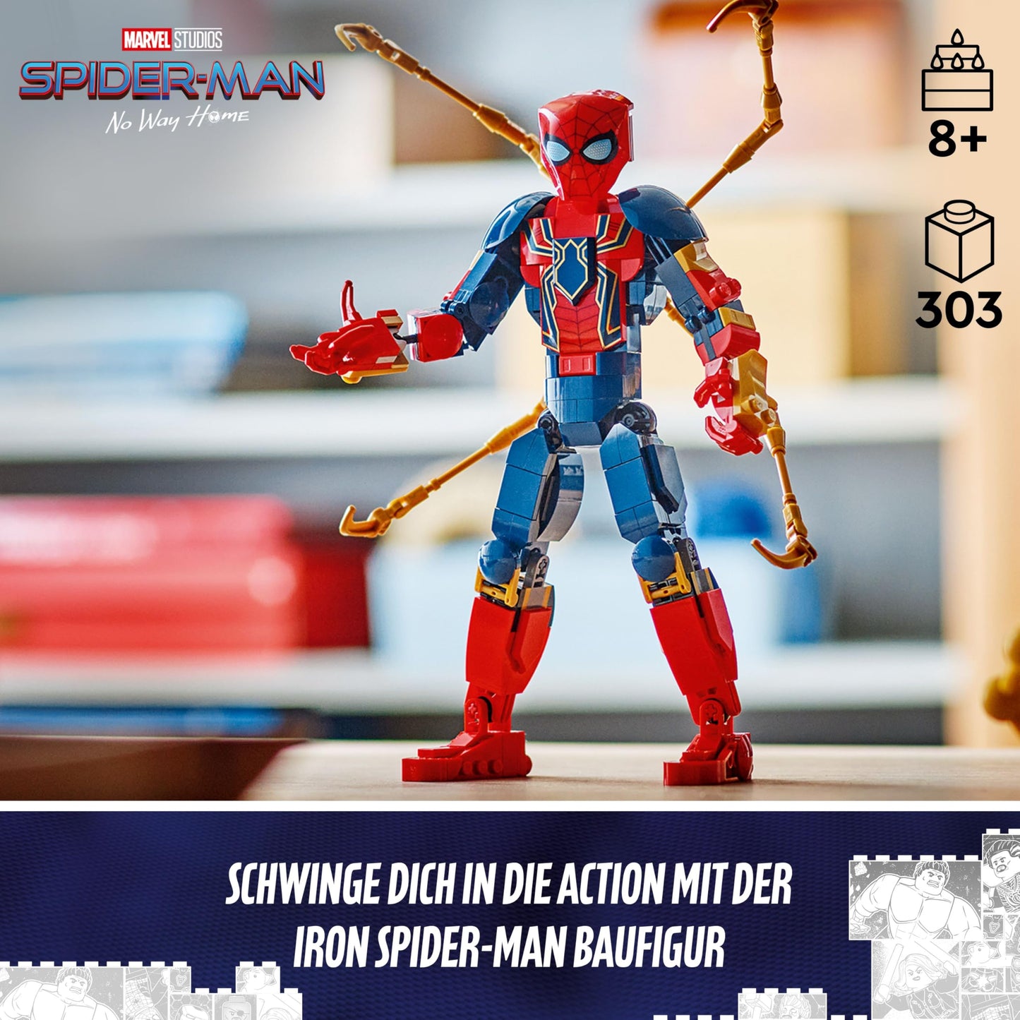 LEGO Marvel Iron Spider-Man building figure, superhero action toy for children aged 8 and over, boys and girls, set with armor, buildable model, Avengers gift idea for fans of the Marvel films 76298