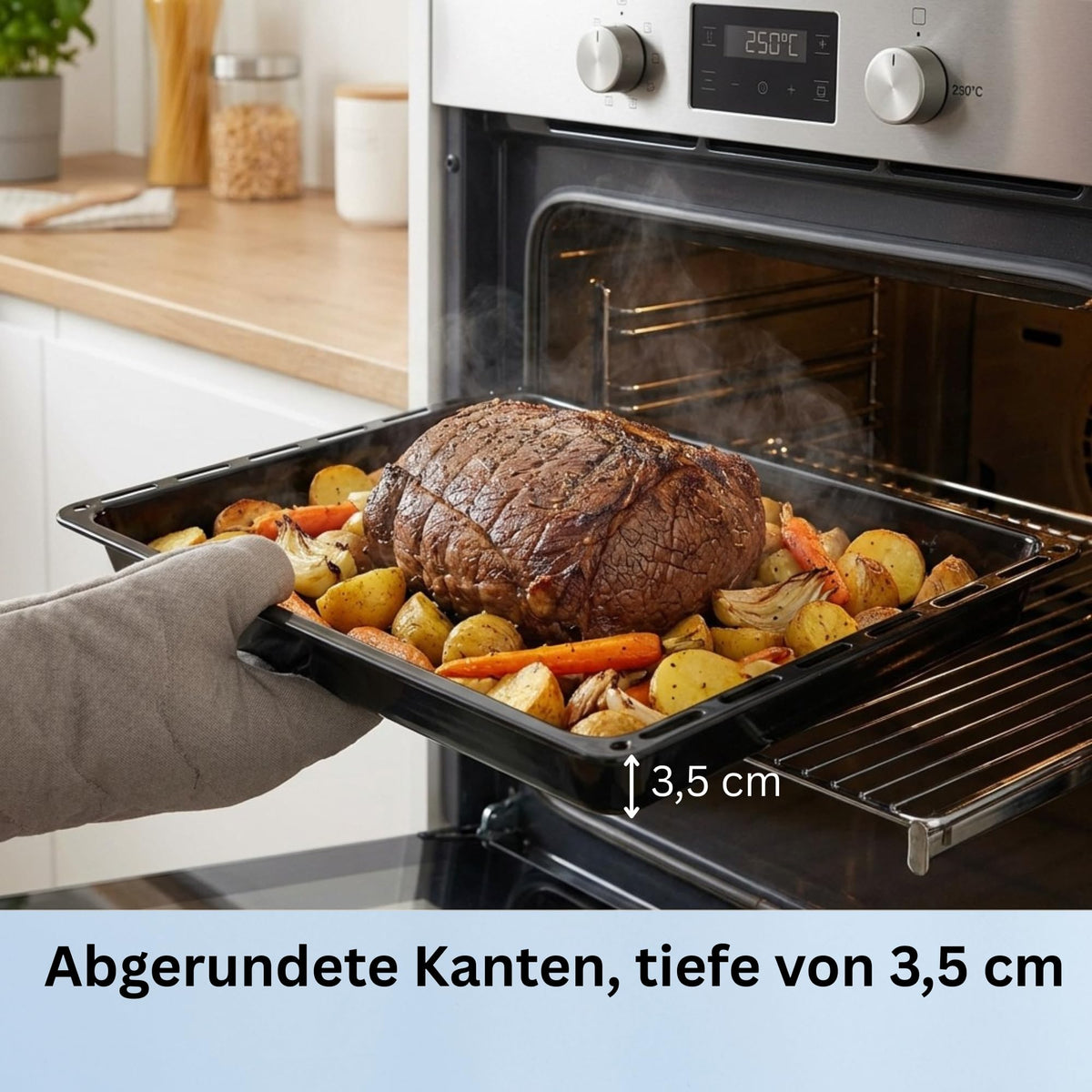 Tava pentru grăsime ICQN 445 x 375 x 35 mm, potrivită pentru Whirlpool, Ignis, Bauknecht, Indesit, Algor, Neckermann, Lloyds, tavă emailată, rezistentă la zgârieturi și antirugină, 44,5 x 37,5 cm - tavă de copt-ES445