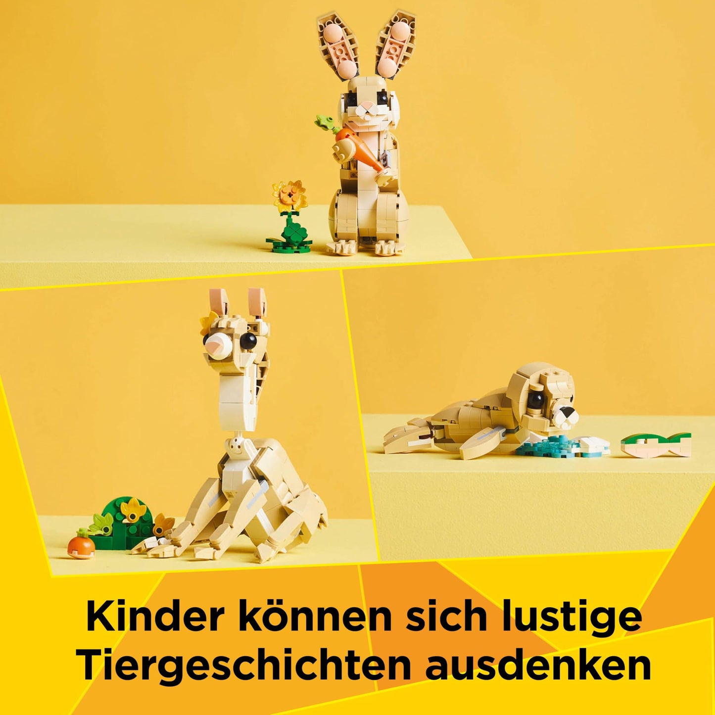 LEGO Creator 3in1 bunny - animal figure that can be converted into a llama or seal - creative birthday gift for girls and boys aged 8 and over - 31162