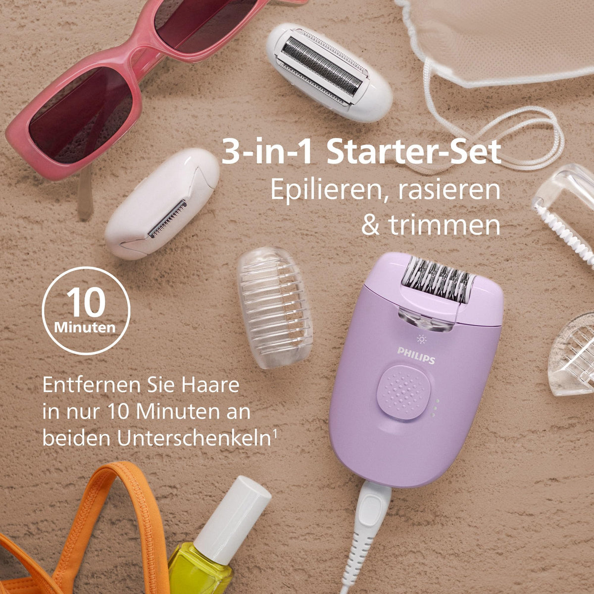Philips Epilierer Series 4000, epilator cu fir pentru corp și zona bikini, pentru ras și tundere, aparat de îndepărtare a părului pentru femei, model BRE257/00