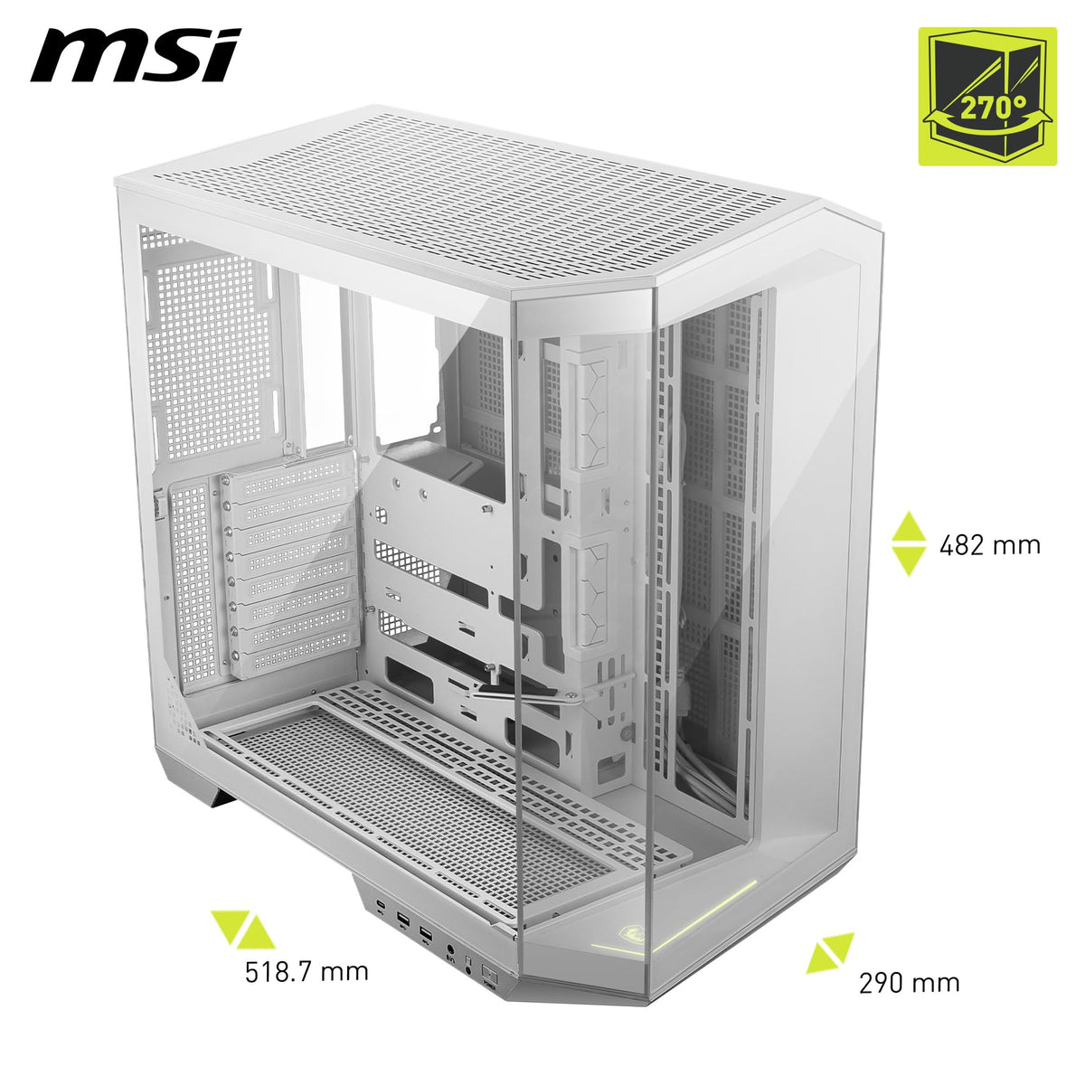 MSI MAG Pano 100L PZ White - ATX PC Case - 306-7G26W21-HH9