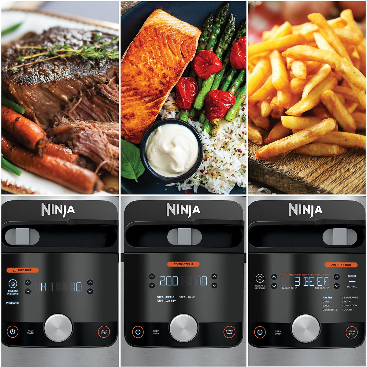 Ninja Foodi MAX Multicooker with SmartLid, 7.5L, 12-in-1 Multicooker, Pressure Cooker for Quick Cooking, Air Fryer for Hot Air Frying, Slow Cooker for Slow Cooking, Stainless Steel, OL650EU