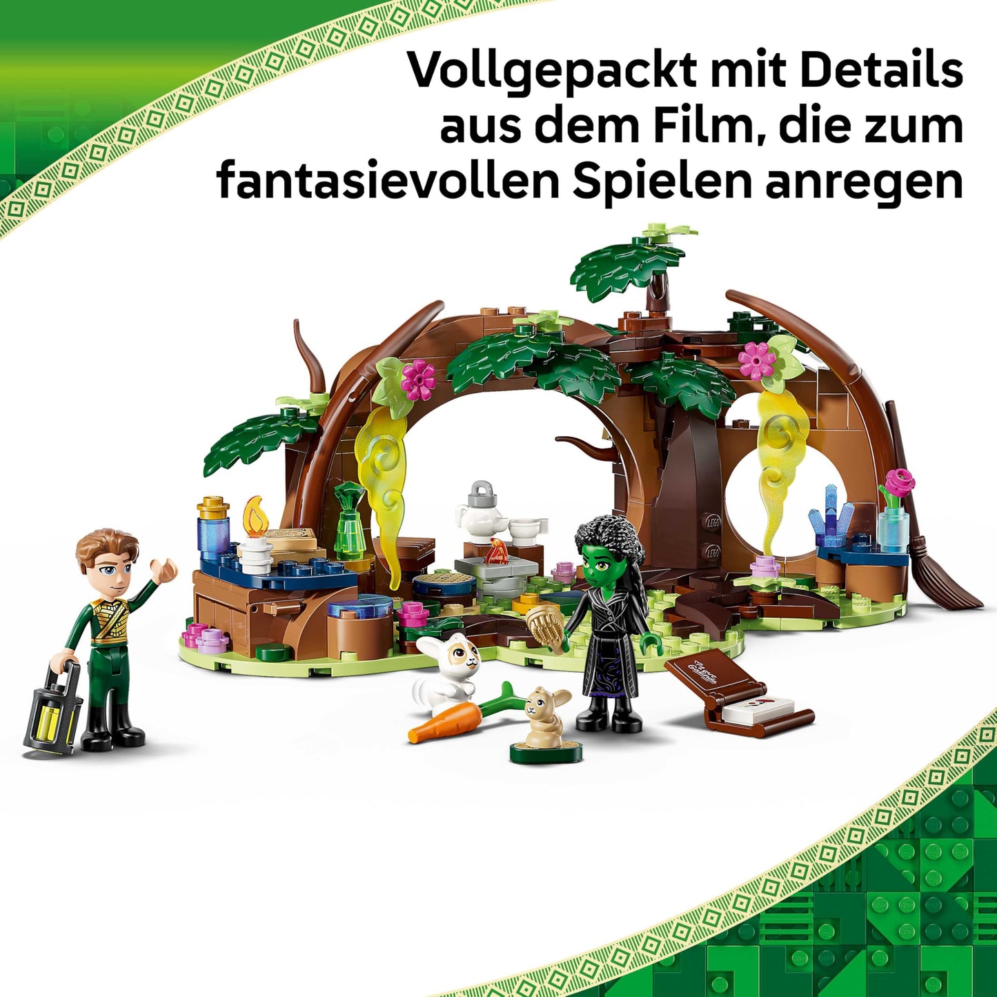 LEGO Wicked Elphaba's Hideout - Forest building set with 2 minifigures and 2 animal figures with accessories - Model building playset to collect - Children's gift for girls, boys and film fans aged 7 and over - 75687