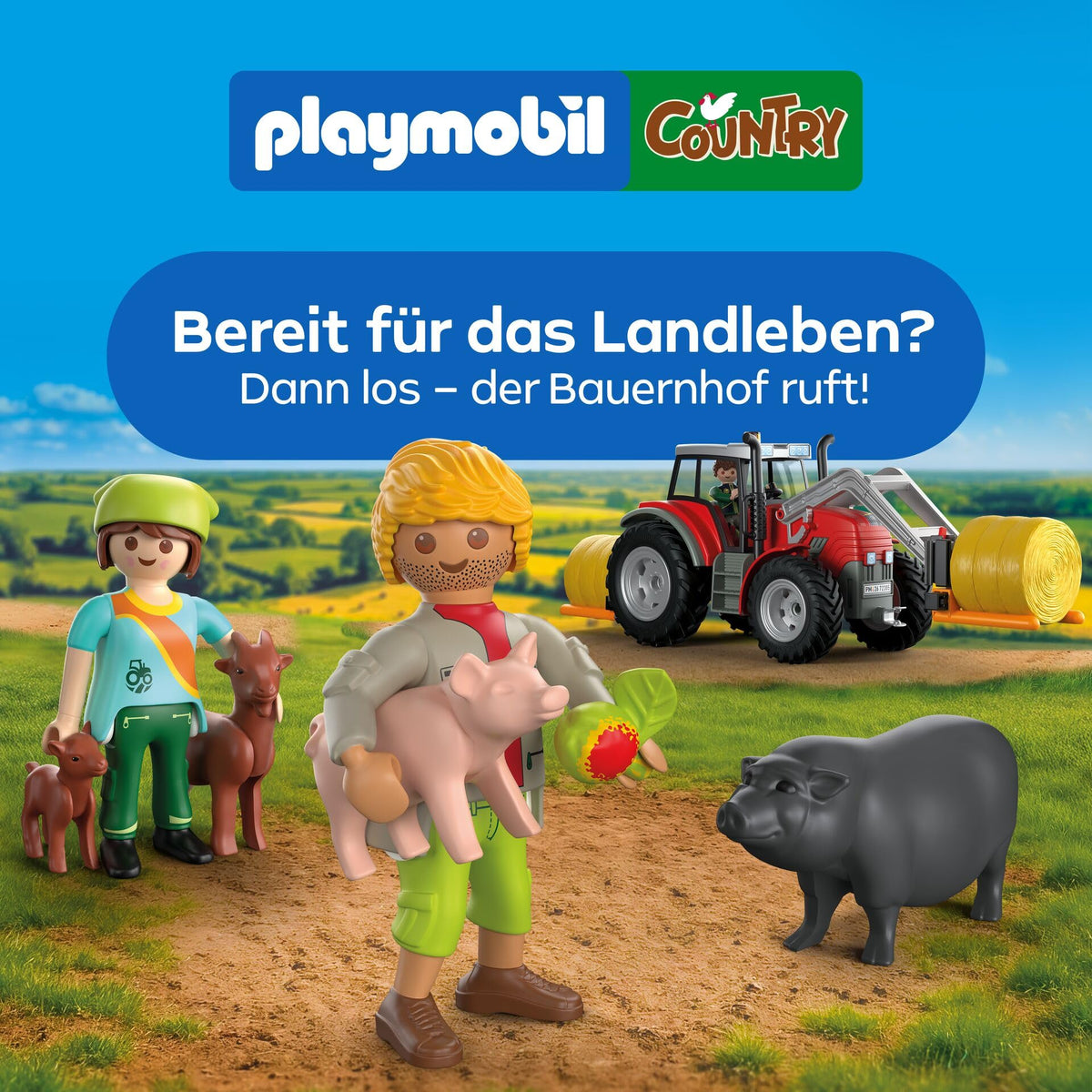 PLAYMOBIL | Țară | Grădină idilică cu legume | Set de grădină cu mașină de tuns iarba cu scaun, legume comestibile și multe accesorii | Pentru copii de la 4 ani | 72165