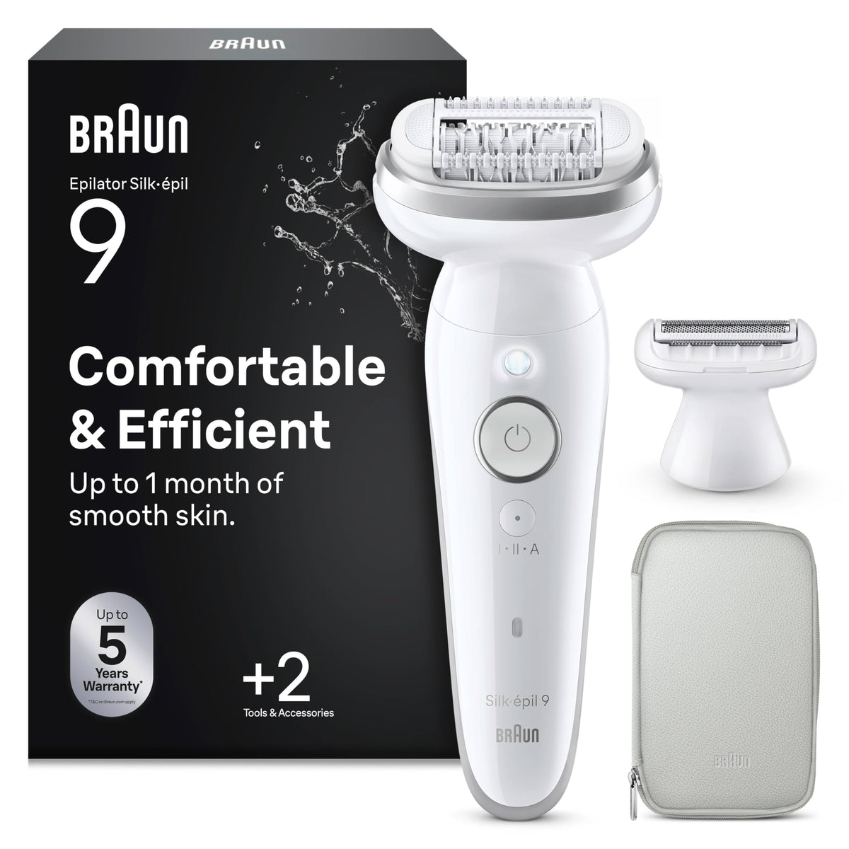 Braun Epilierer Damen Silk·épil 9, Ladyshaver, Rezistent la apă, 9-041, Argintiu - SES9-041