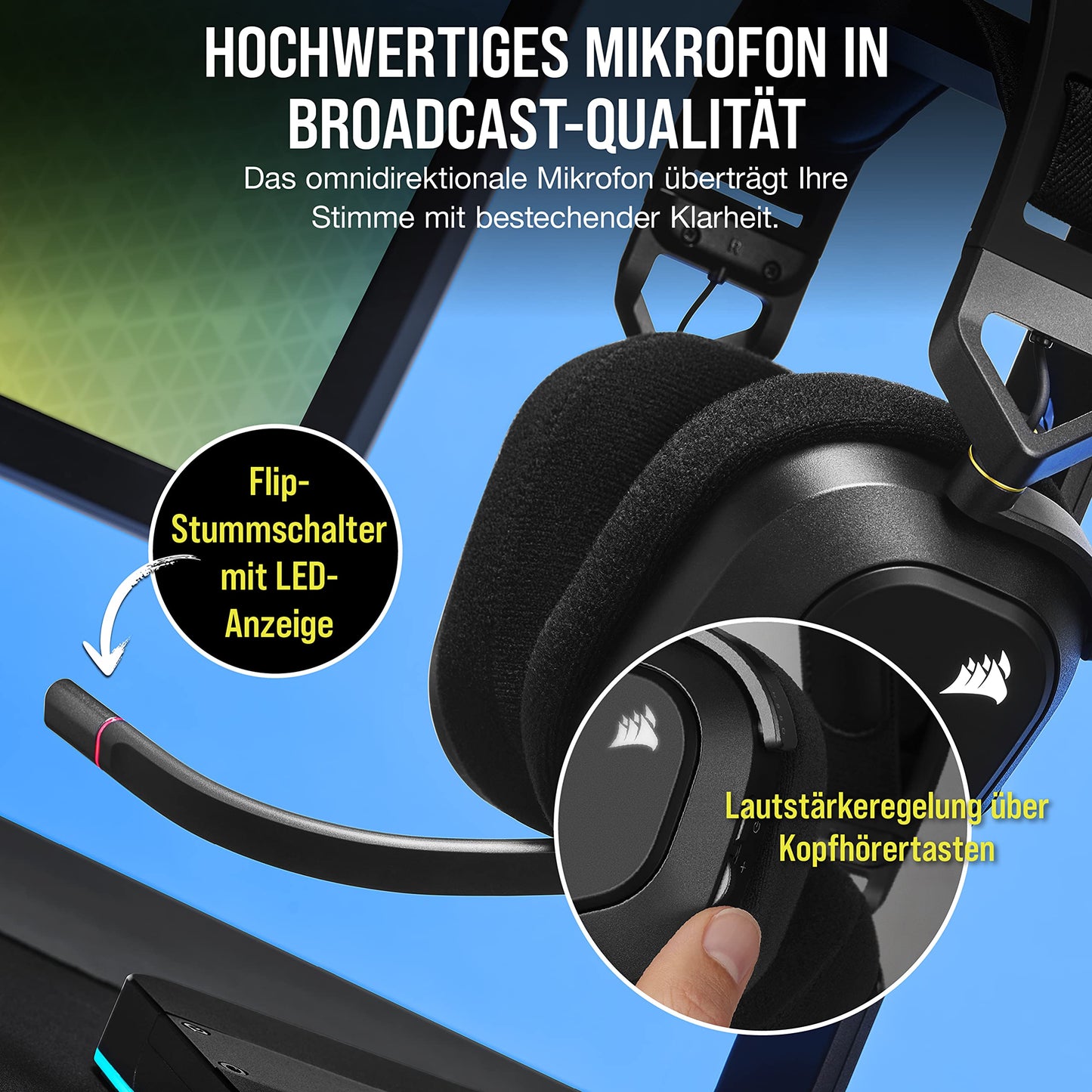 Corsair HS80 RGB Wireless Multiplatform Gaming Headset - Dolby Atmos - Omnidirectional Microphone - iCUE Compatible - PC, Mac, PS5, PS4 - Carbon - CA-9011235-EU
