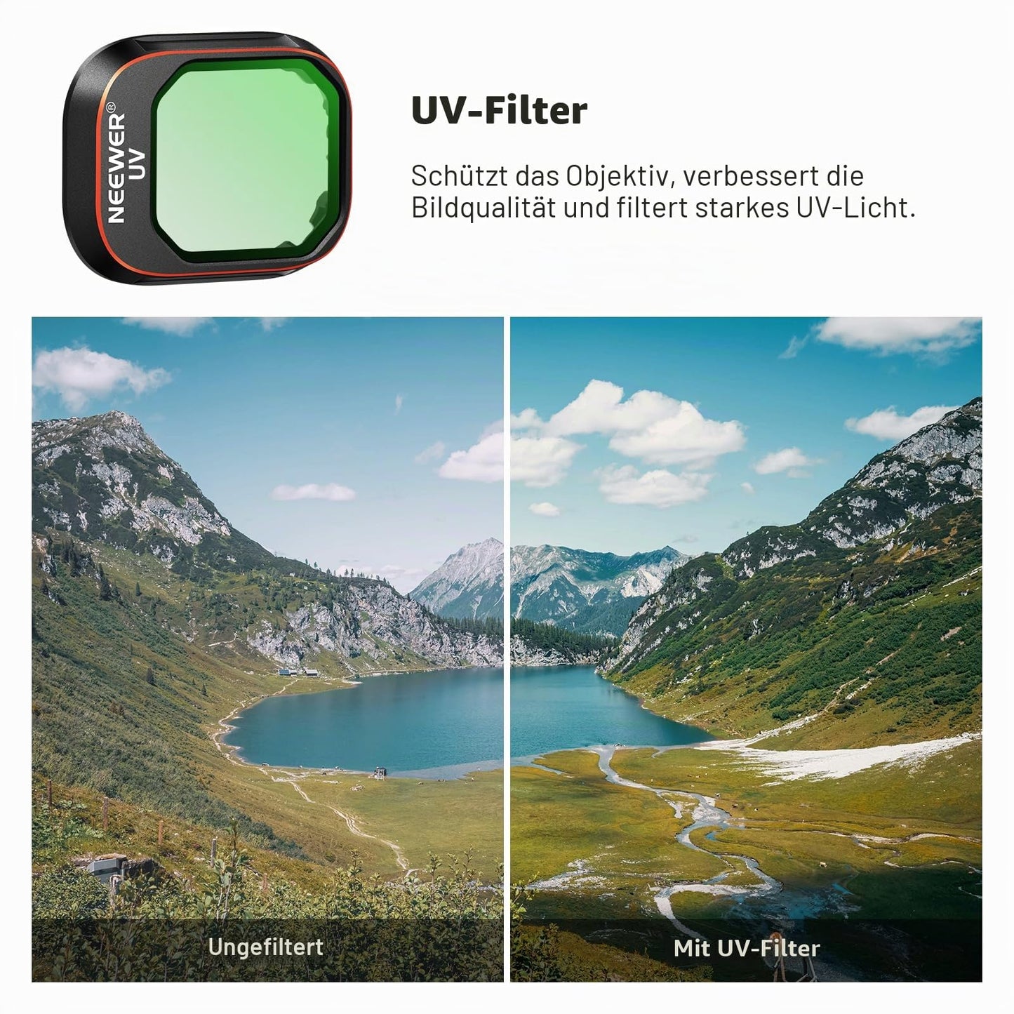 NEEWER ND and CPL filter set compatible with DJI Mini 4 Pro, 8 pieces, UV, CPL, ND8, ND16, ND32, ND64, ND128, ND256, polarization filter, neutral density drone lens accessories, multi-coated - 10103131