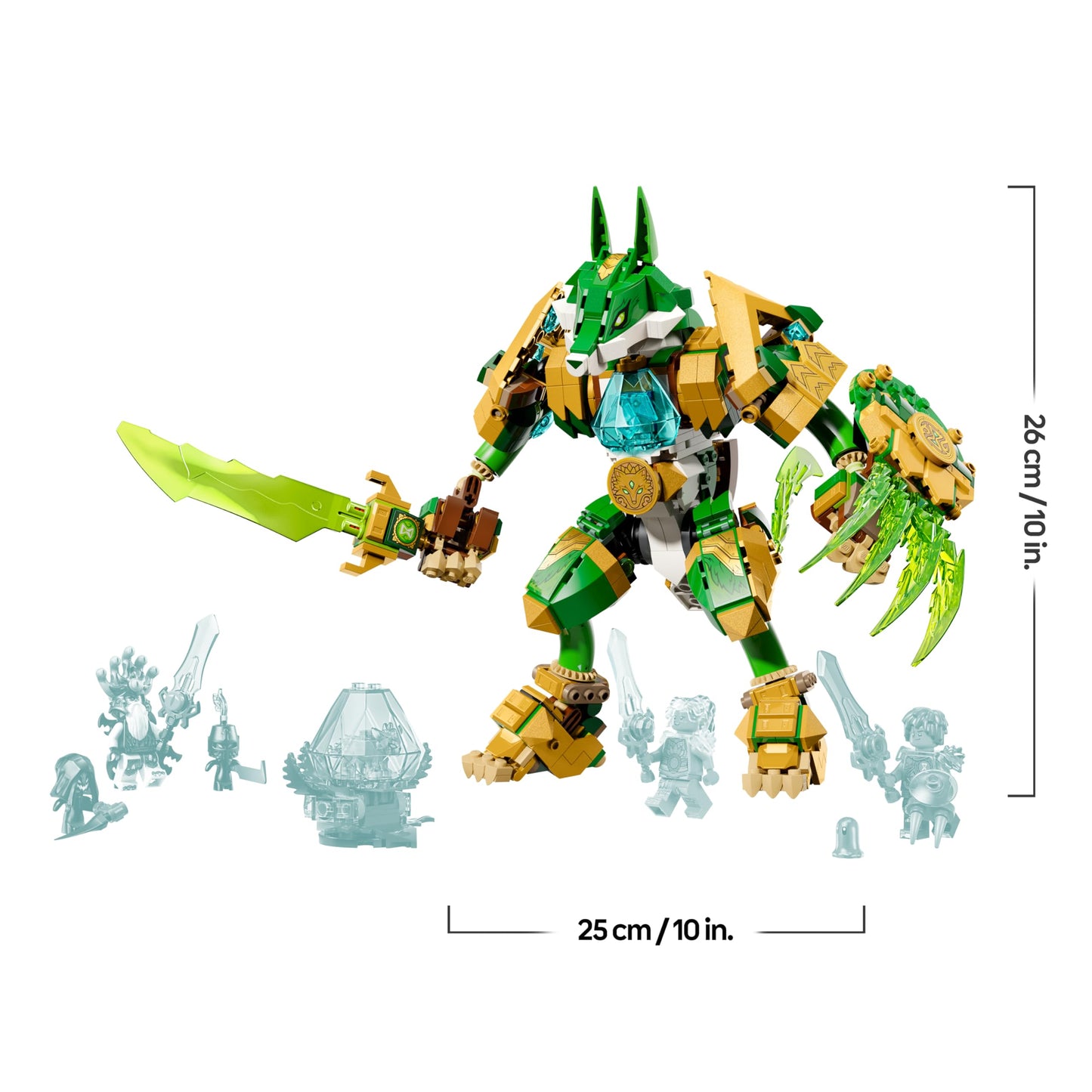 LEGO DREAMZzz 2in1 fox guard mech - action figure, convertible into fox warrior - including 3 minifigures and collectible green treasure creature - gift for boys aged 9 and up - 71508