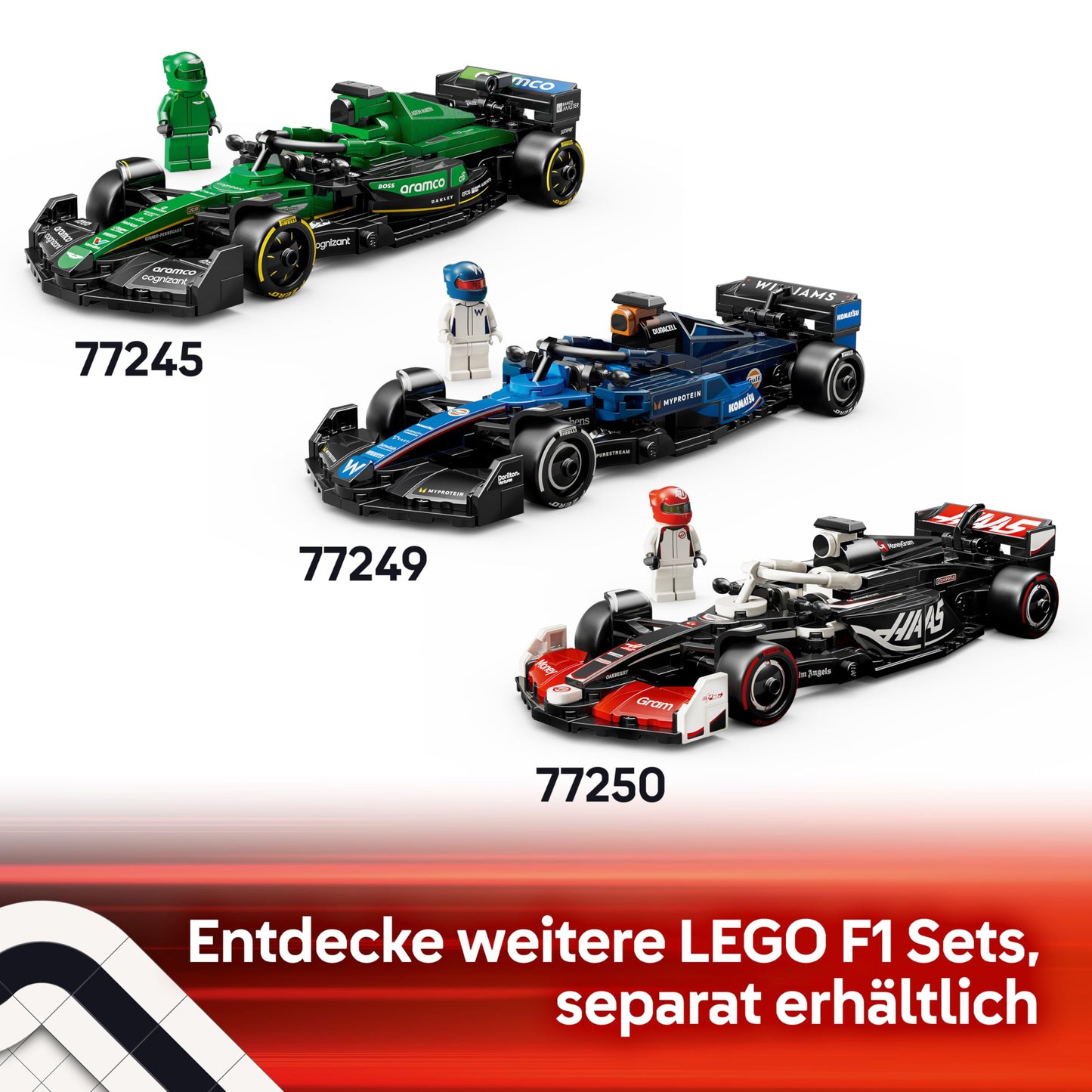 LEGO Speed Champions Kick Sauber F1 Team C44 racing car - toy with Formula 1 minifigure to collect - building set - gift for boys and girls aged 10 and over and adult motorsport fans 77247