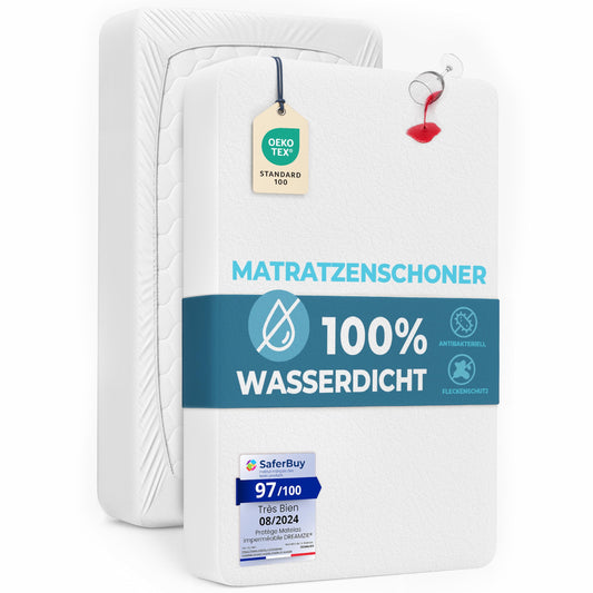 Dreamzie mattress protector 150x200 cm waterproof - mattress protector soft, hypoallergenic and breathable - Oeko-Tex certified - DZ_PM_150x200_V2