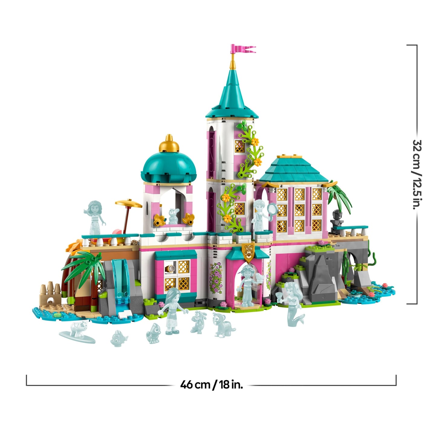 LEGO ǀ Disney Princess Castle & Royal Pets - Detailed Interior Set - Includes Ariel, Rapunzel, Mulan, Jasmine & Moana Mini Figures - Gift for Ages 6+ - 43267