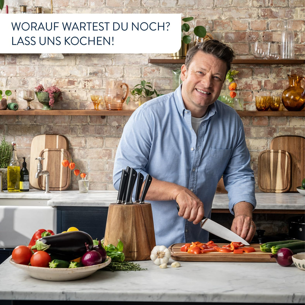 Tefal Jamie Oliver 3-piece knife set, chef's knife, utility knife, paring knife, high cutting performance, distinctive design, durable blades, stainless steel, black, K267S355