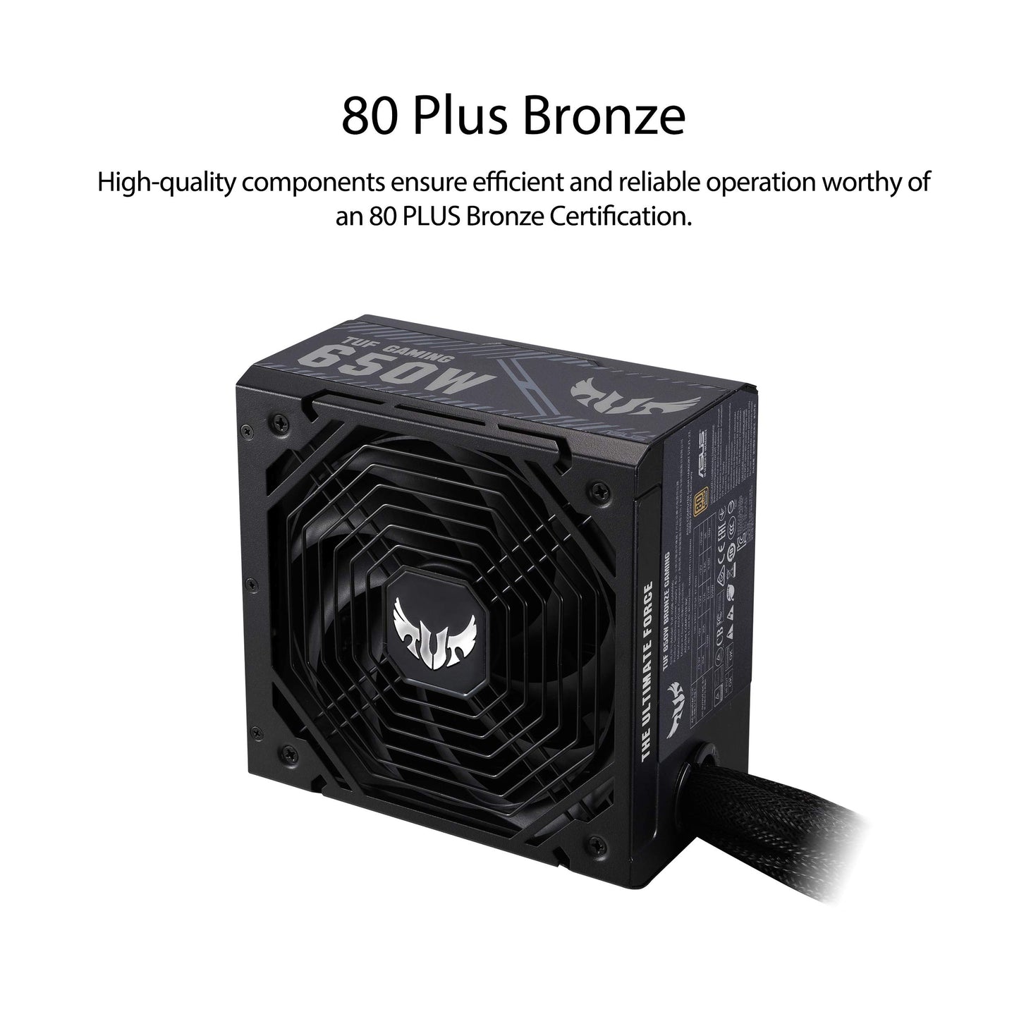ASUS TUF Gaming 650W power supply (80 Plus Bronze, 0db technology, 80cm 8-pin CPU connector, black) - 90YE00D1-B0NA00
