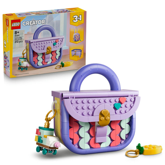 LEGO Creator 3-in-1 set fashionable bag with storage compartment - model building with 3 building options: handbag, suitcase or box - DIY children's room decoration - gift for girls and boys aged 8 and over - 31391